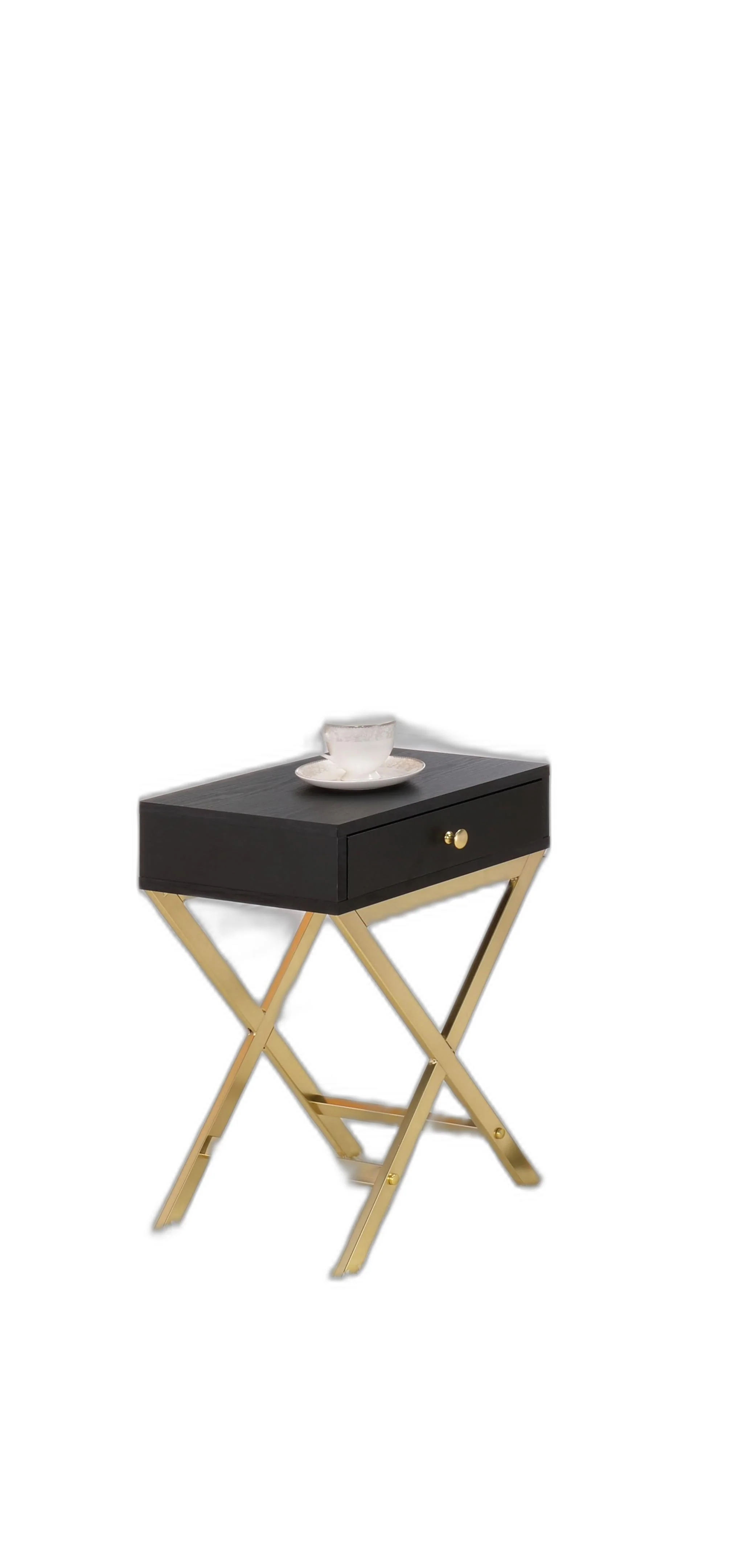 Black Brass Single Drawer Side Table By Homeroots - Image 4