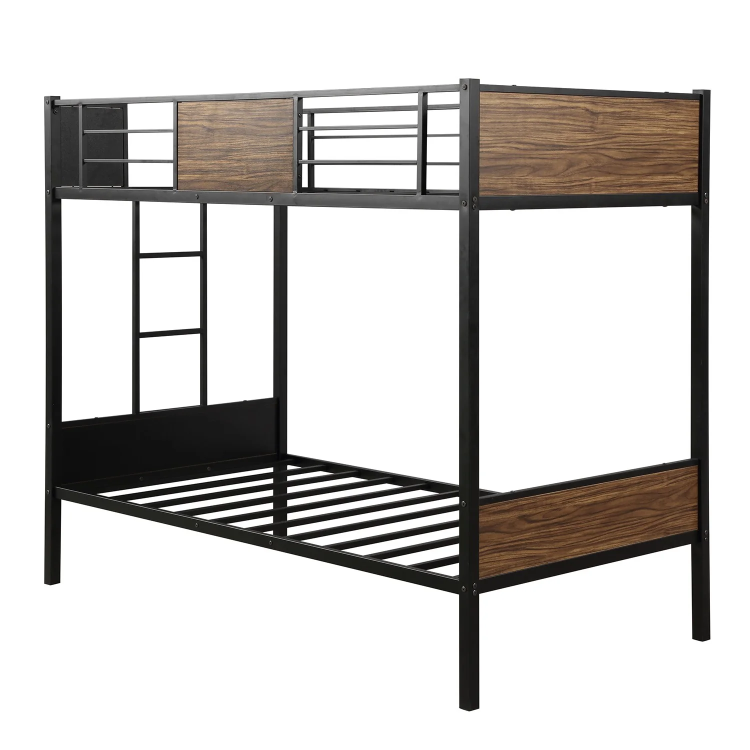 Black Brown Twin Over Twin Bunk Bed By Homeroots - Image 6