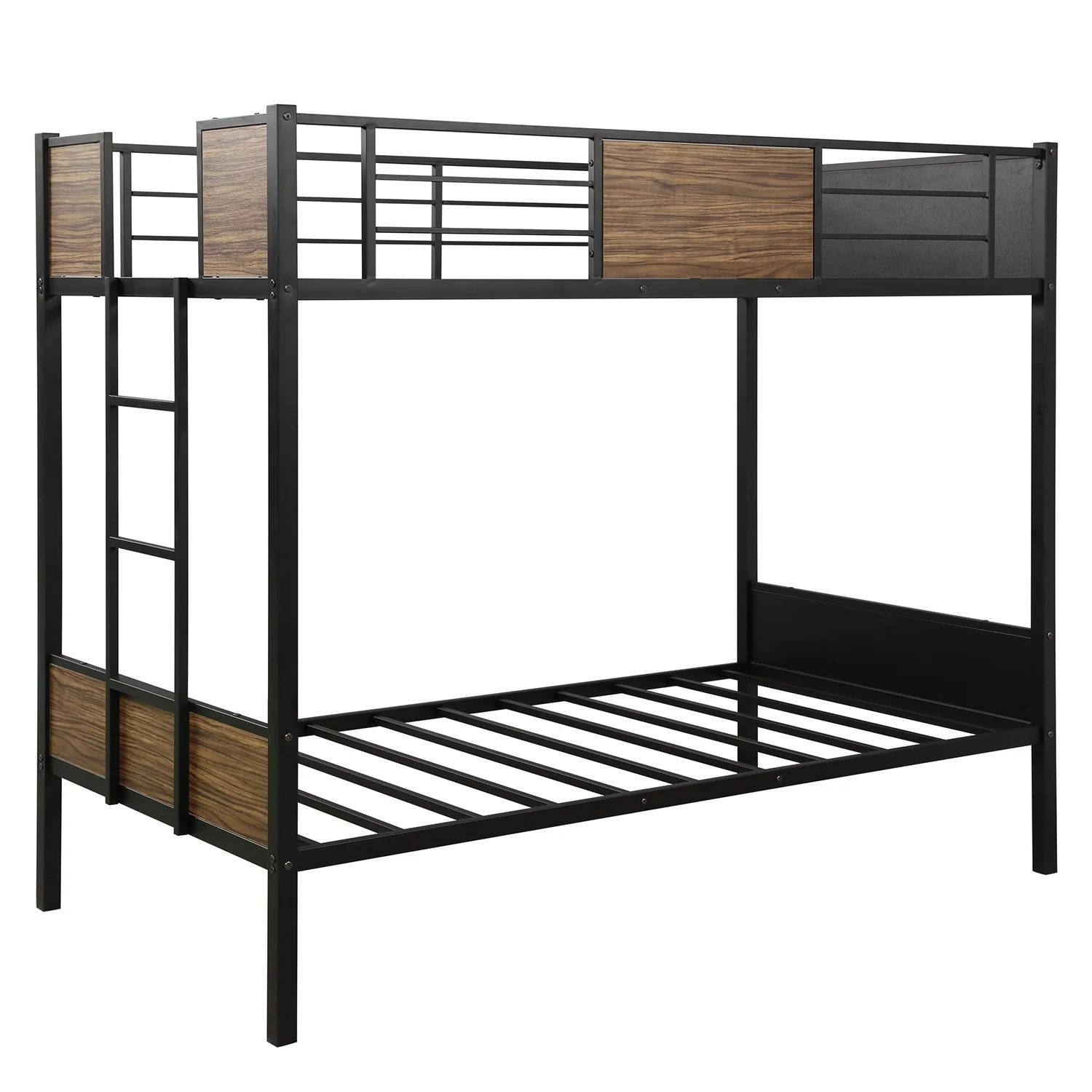 Black Brown Twin Over Twin Bunk Bed By Homeroots - Image 8