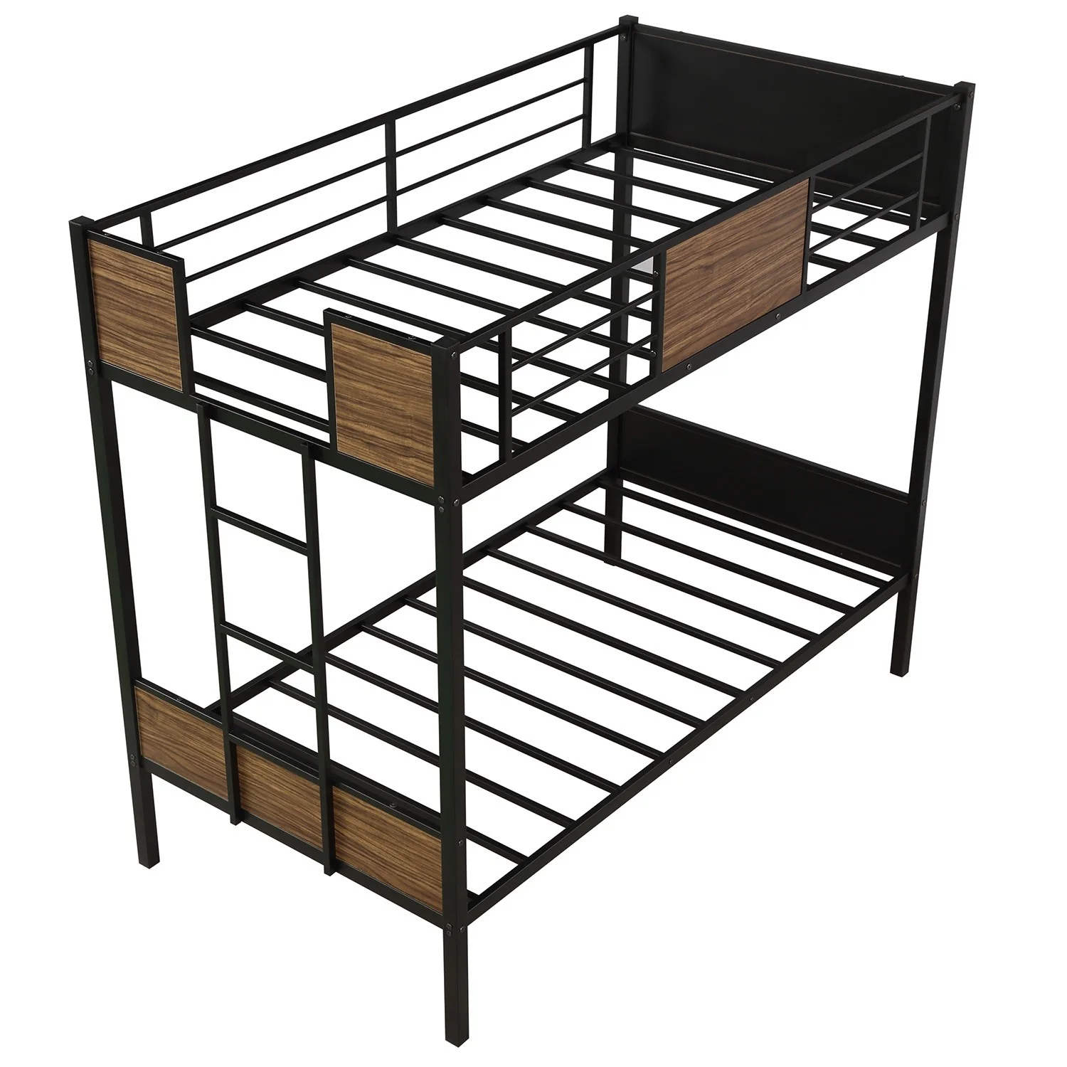 Black Brown Twin Over Twin Bunk Bed By Homeroots - Image 9
