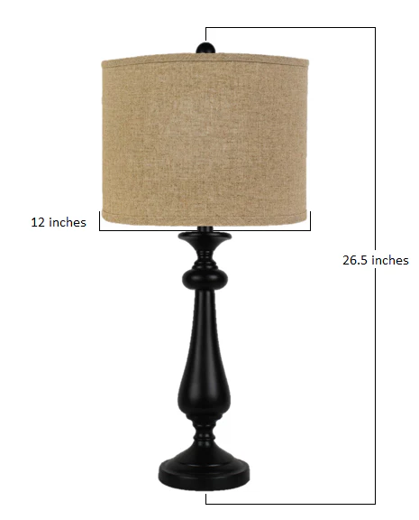 Black Candlestick Sandy Tan Shade Table Lamp By Homeroots - Image 2