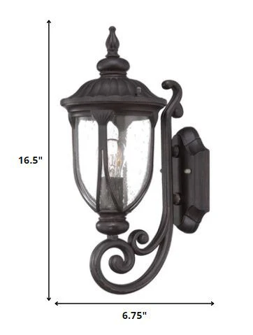 Black Cast Aluminum Glass Lantern Wall Light By Homeroots - Image 2