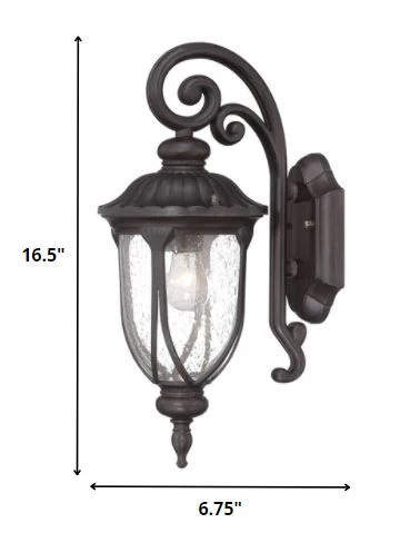Black Cast Aluminum Glass Lantern Wall Sconce By Homeroots - Image 2