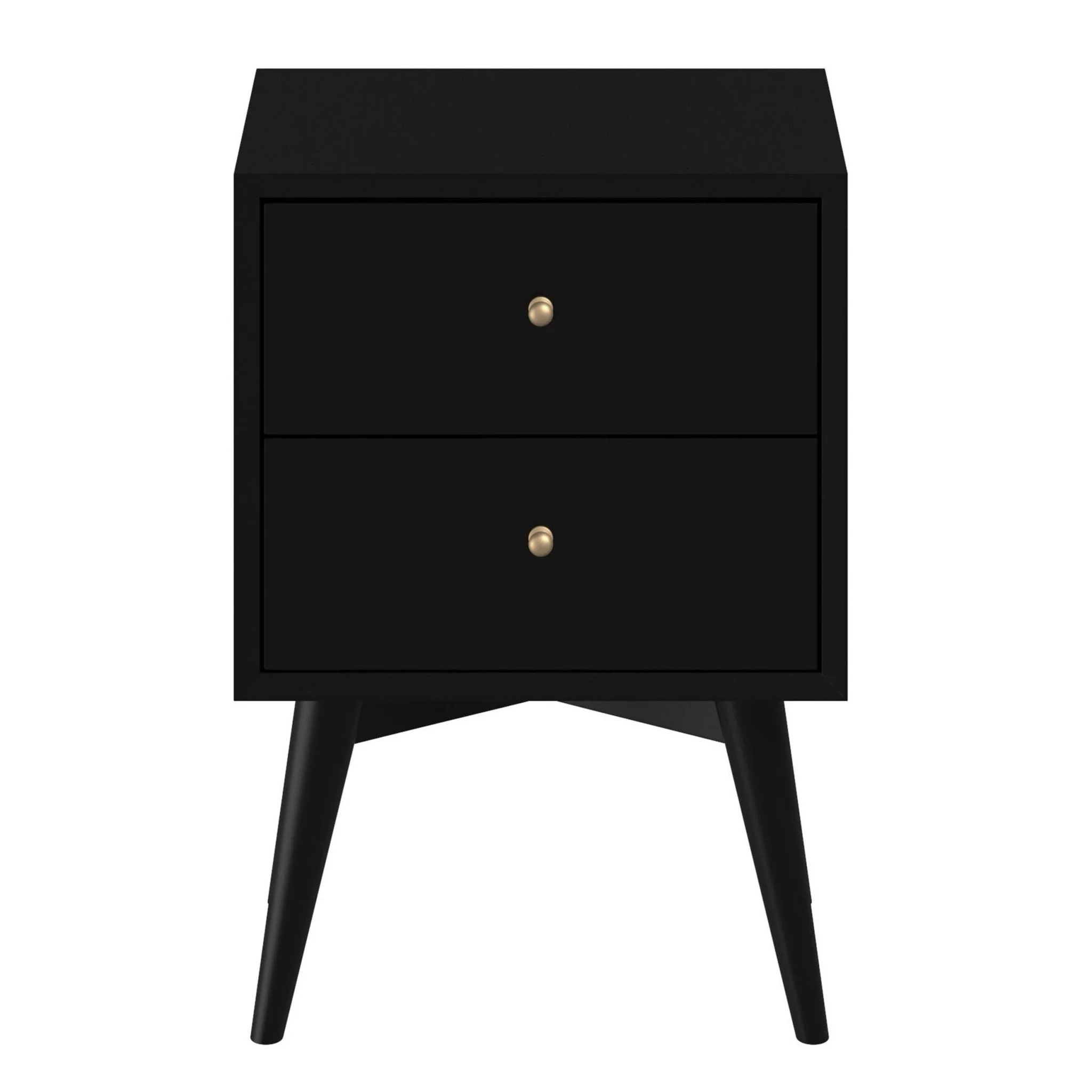 Black Century Modern Wood 2 Drawer Nightstand By Homeroots - Image 2