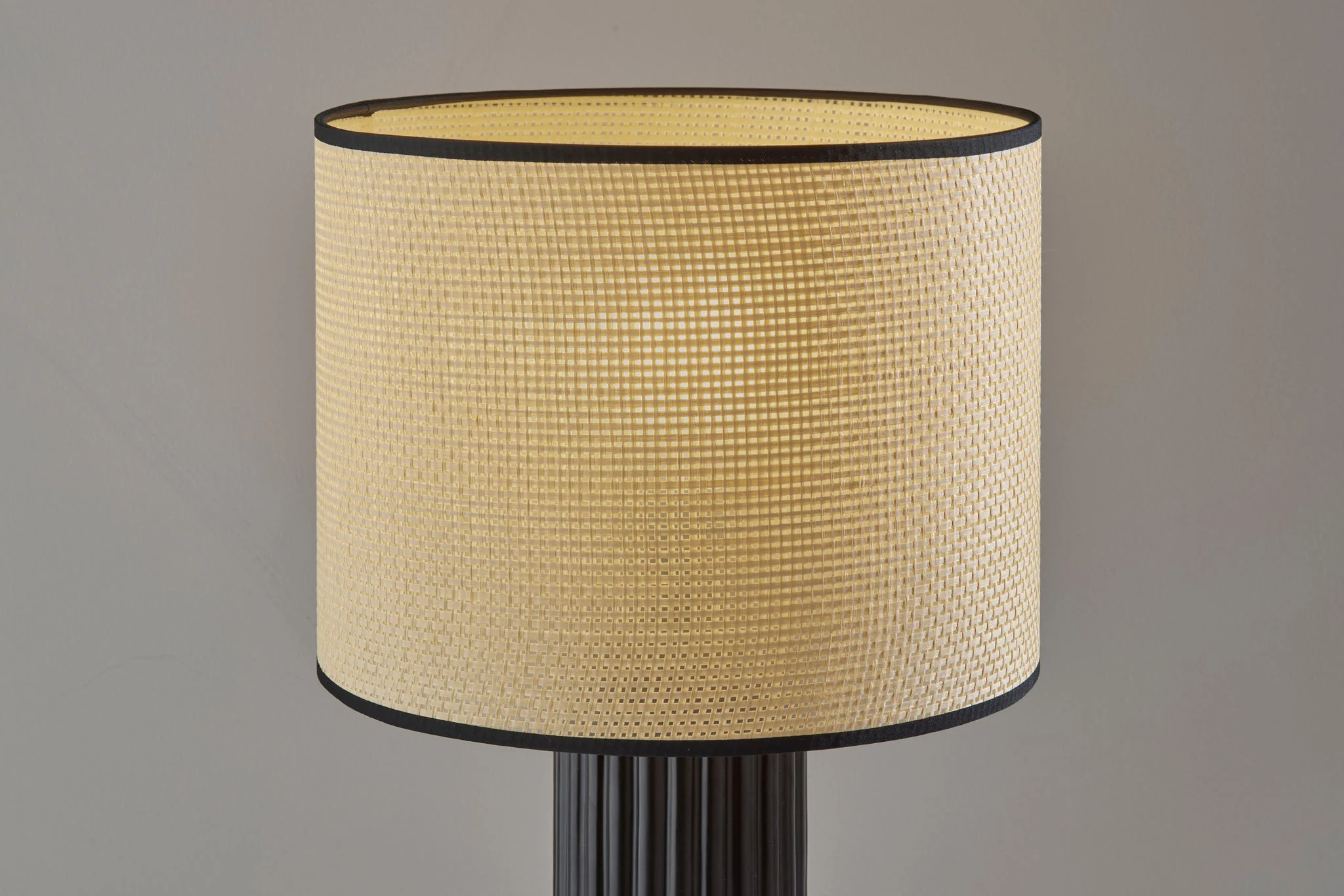 Black Ceramic Cylinder Table Lamp With Beige Drum Shade By Homeroots - Image 7