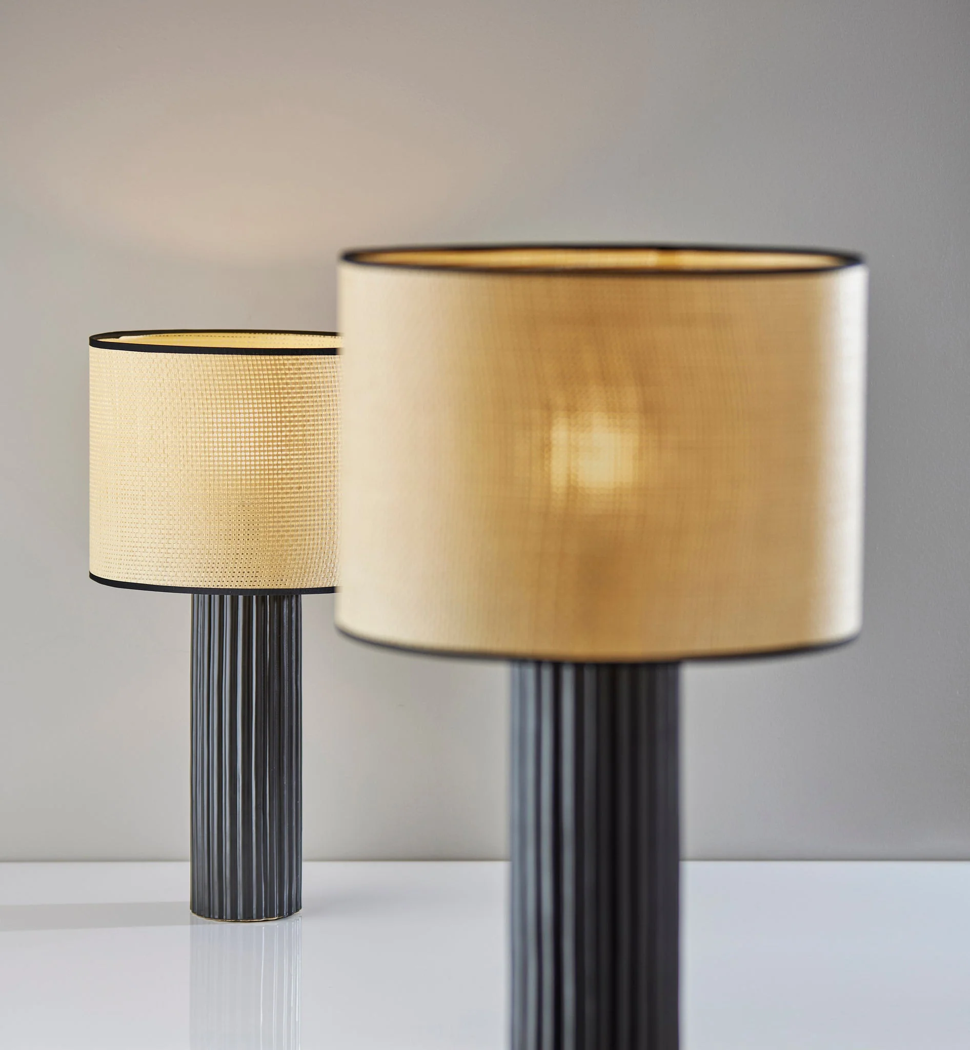 Black Ceramic Cylinder Table Lamp With Beige Drum Shade By Homeroots - Image 8