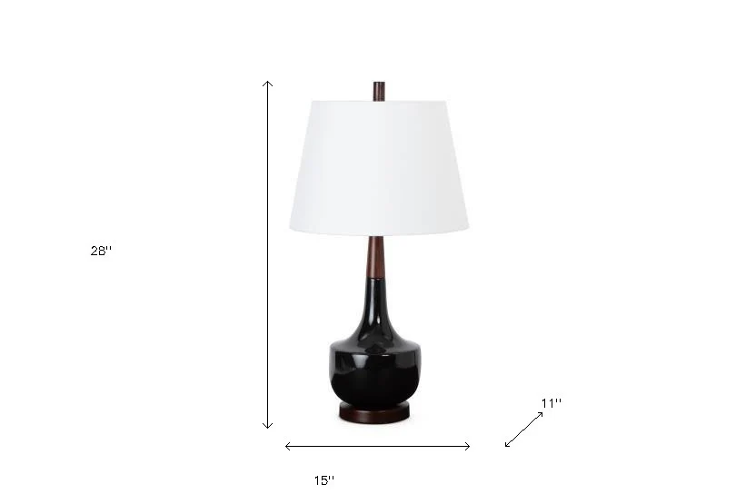 Black Ceramic Genie Table Lamp With White Shade By Homeroots - Image 5