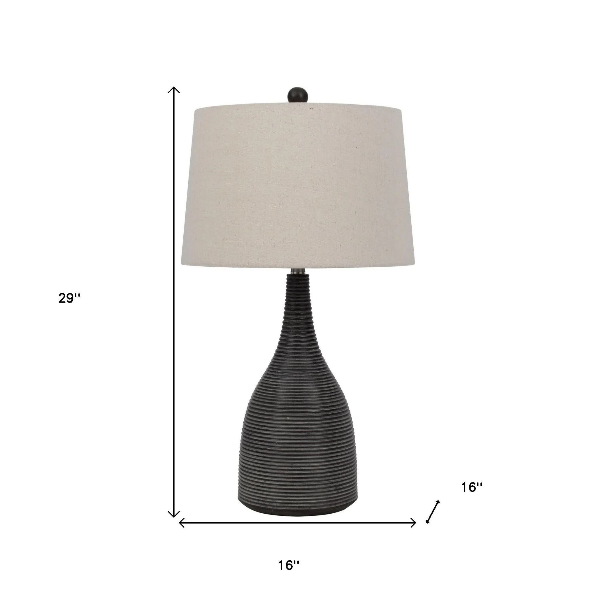 Black Ceramic Round Table Lamp With Beige Empire Shade By Homeroots - Image 4