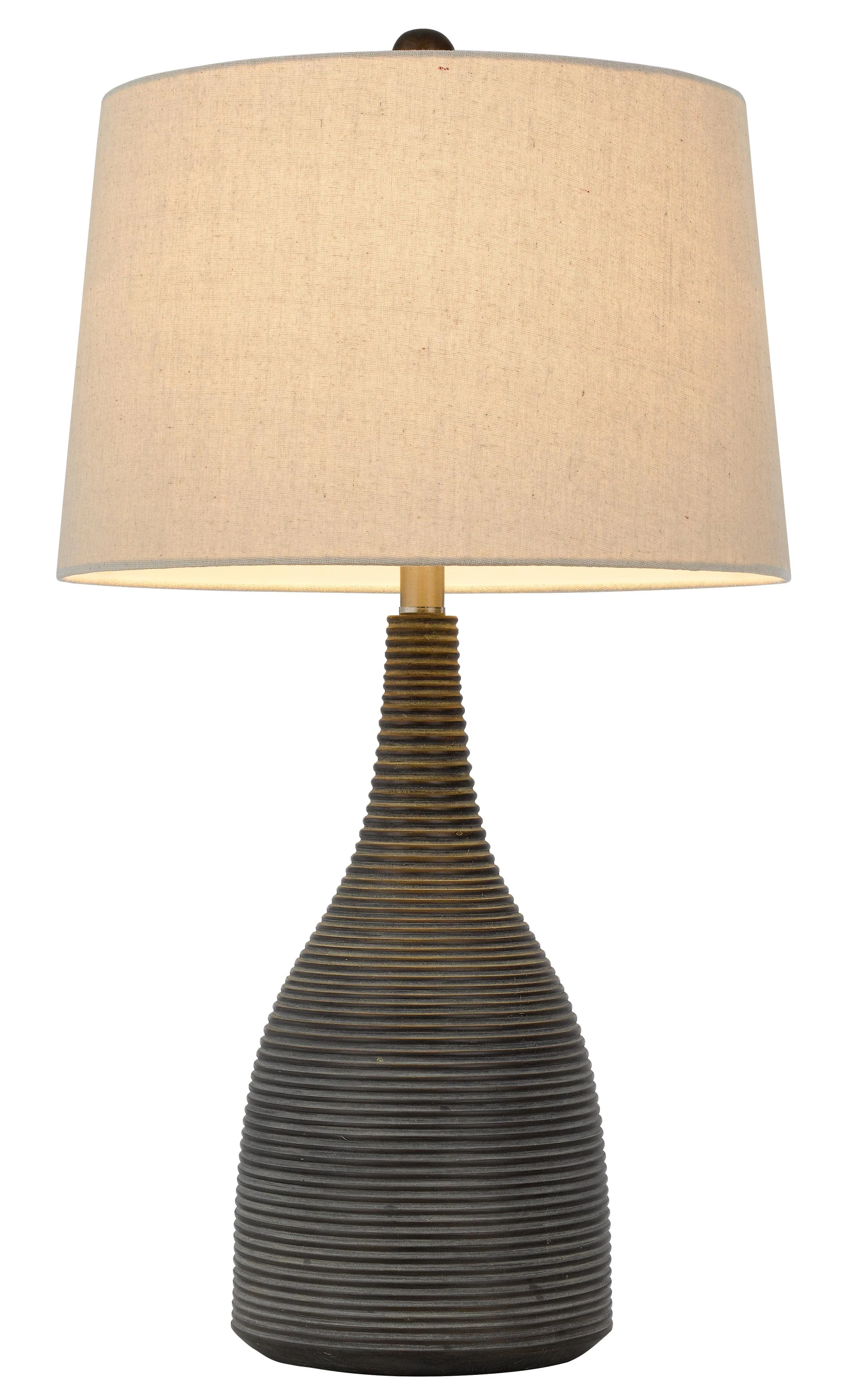 Black Ceramic Round Table Lamp With Beige Empire Shade By Homeroots - Image 5