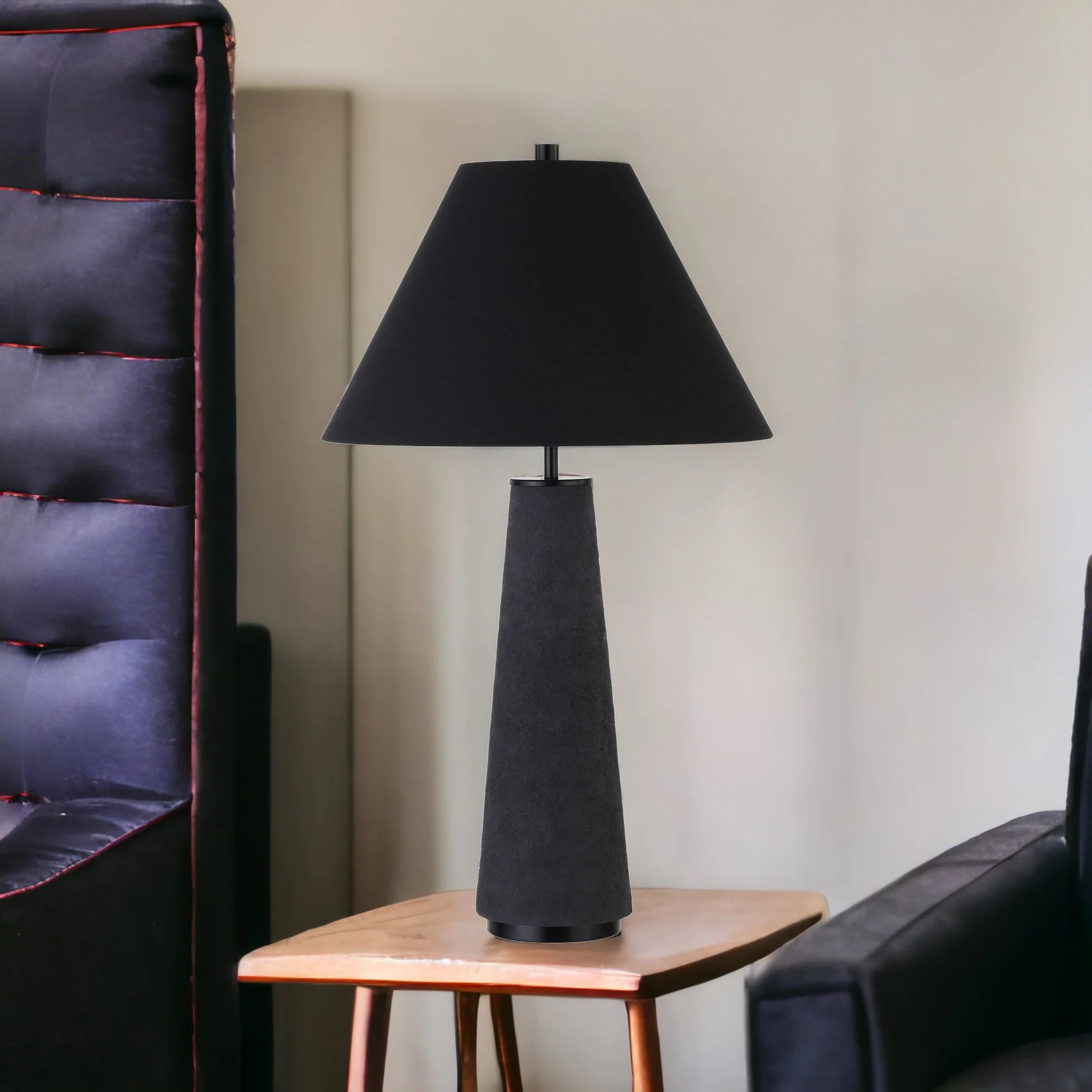 Black Ceramic Table Lamp With Black Cone Shade By Homeroots - Image 2