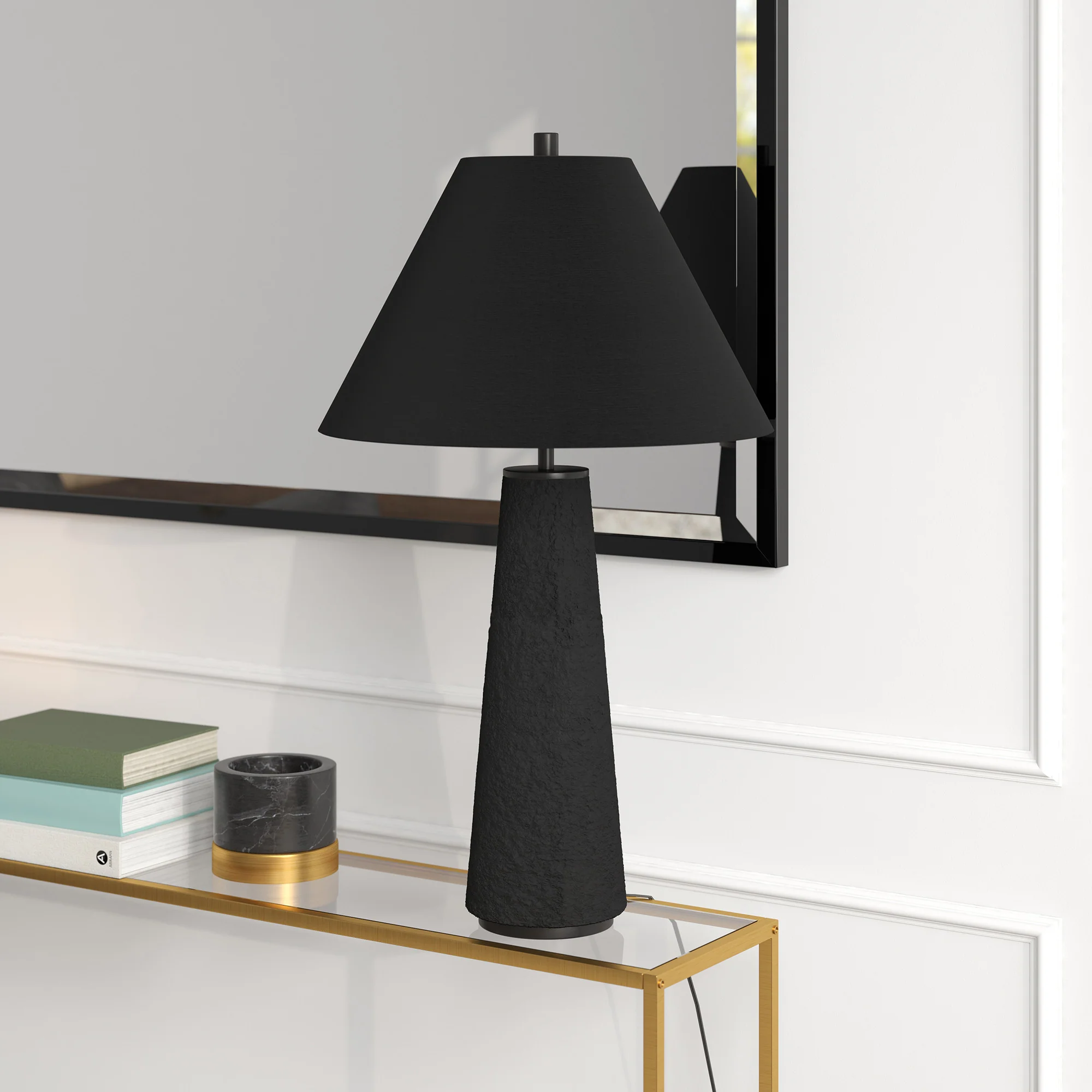 Black Ceramic Table Lamp With Black Cone Shade By Homeroots - Image 3