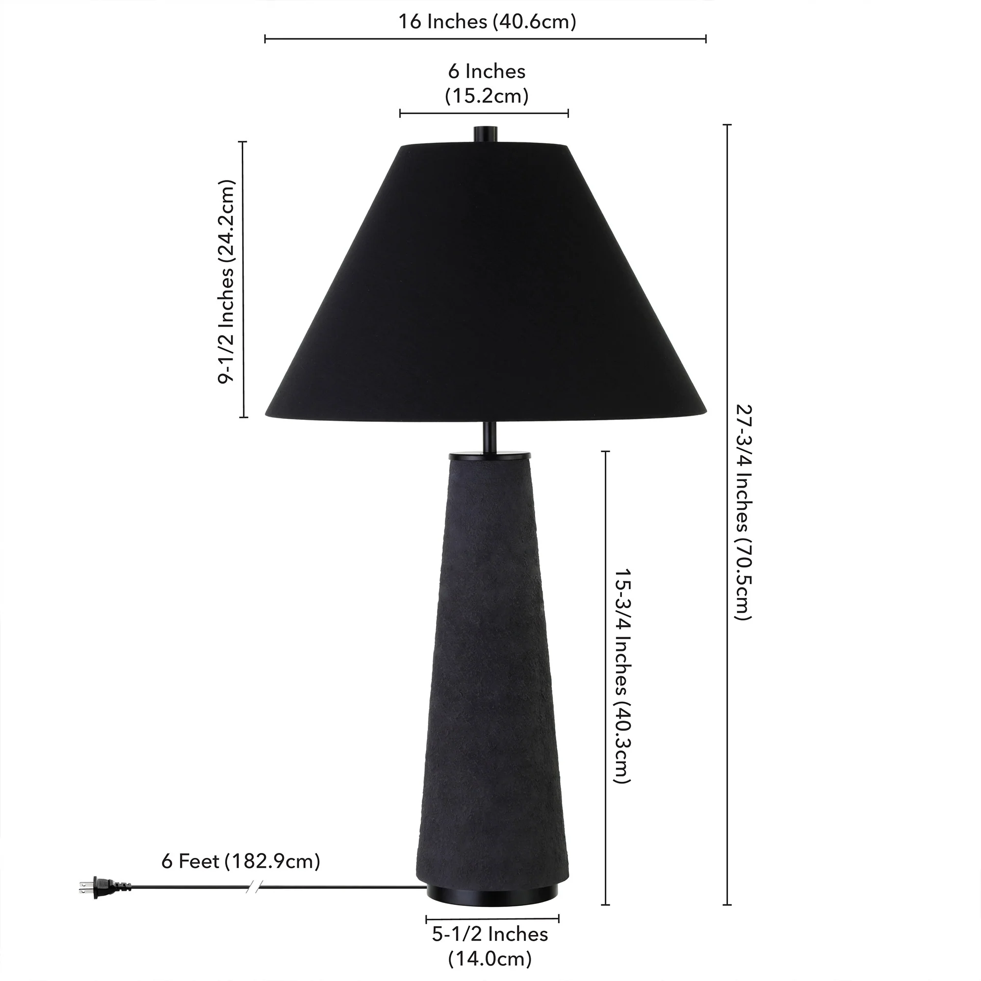 Black Ceramic Table Lamp With Black Cone Shade By Homeroots - Image 4