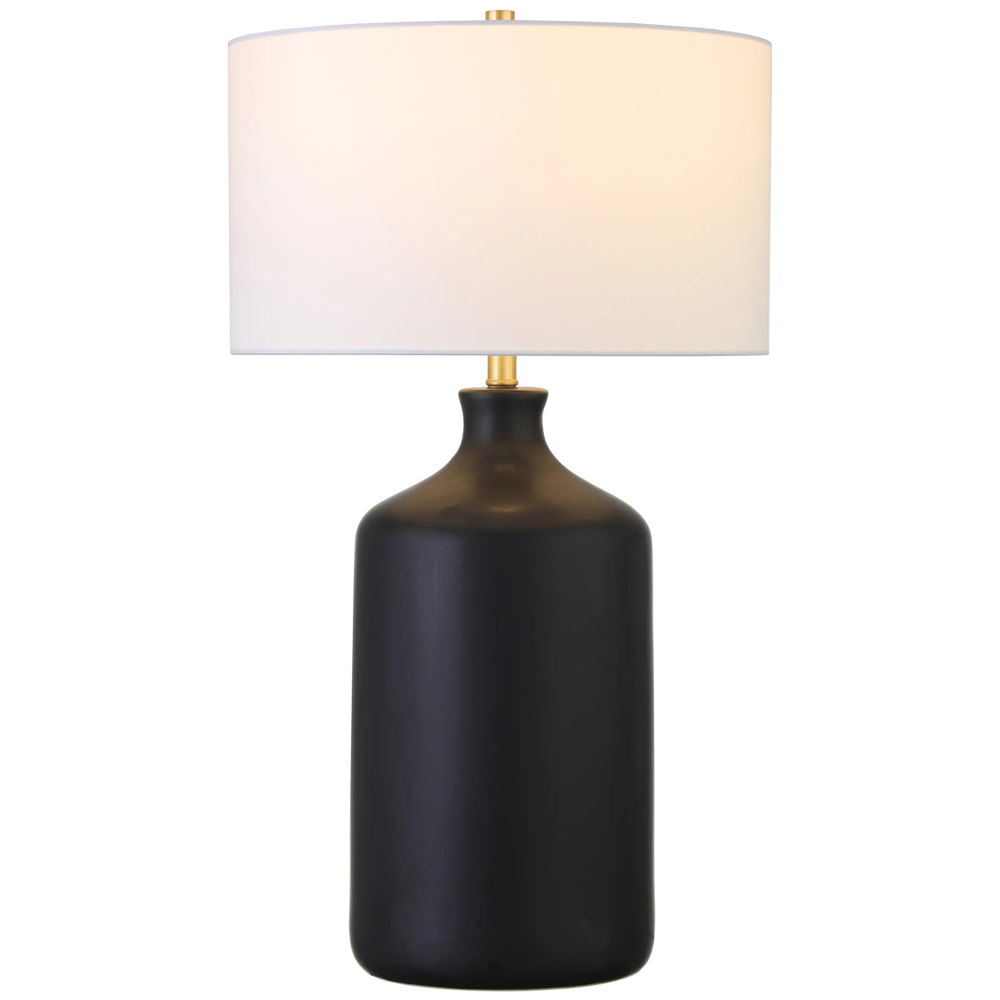Black Ceramic Table Lamp With White Drum Shade By Homeroots - Image 7