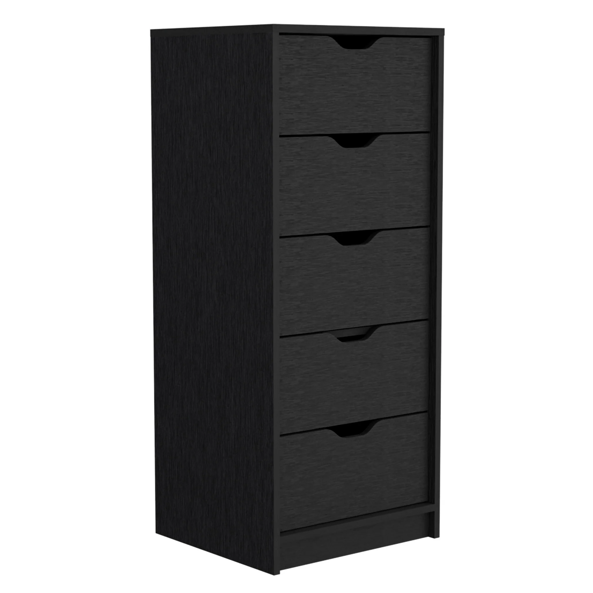 Black Charcoal Manufactured Wood Five Drawer Tall and Narrow Dresser By Homeroots - Image 3