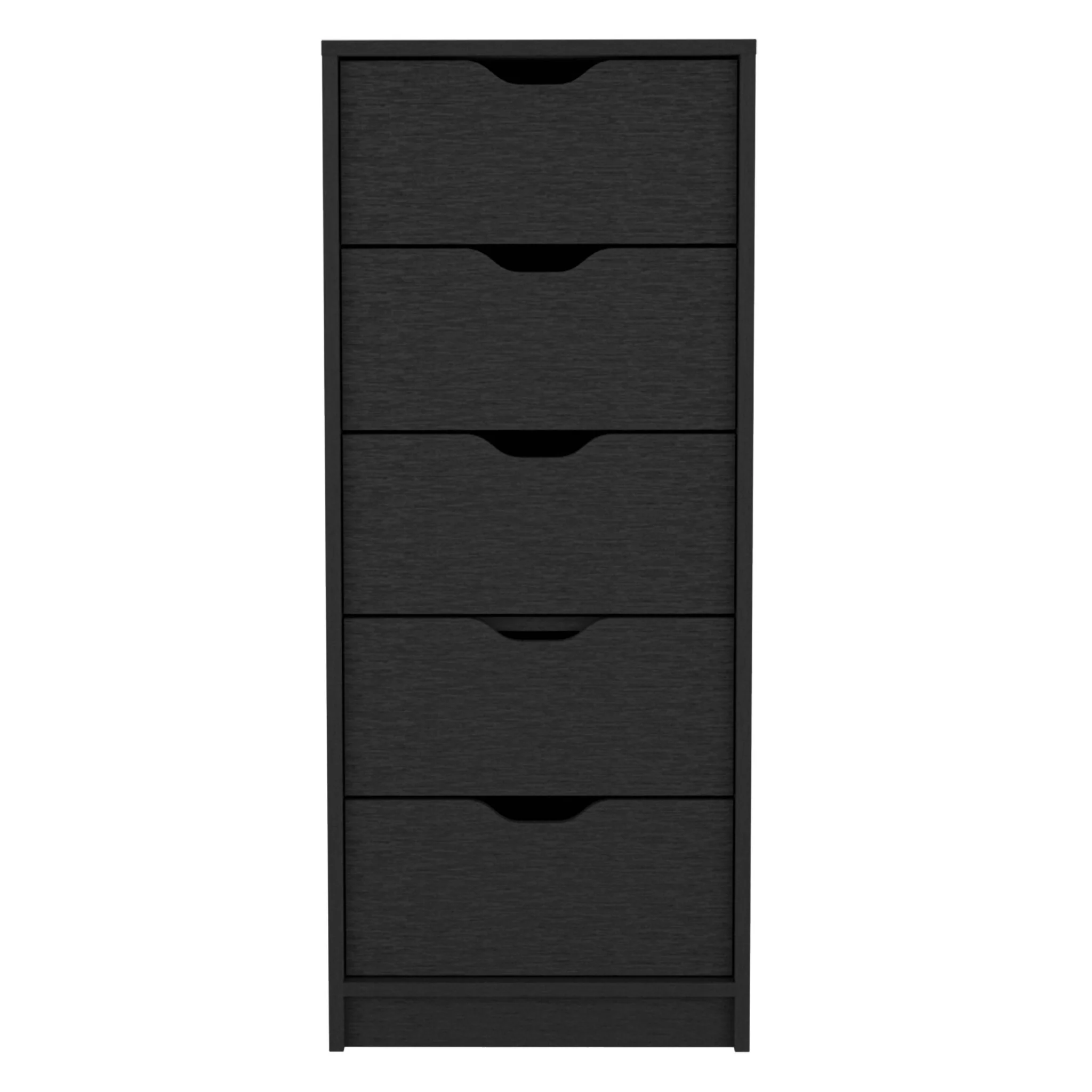 Black Charcoal Manufactured Wood Five Drawer Tall and Narrow Dresser By Homeroots - Image 6