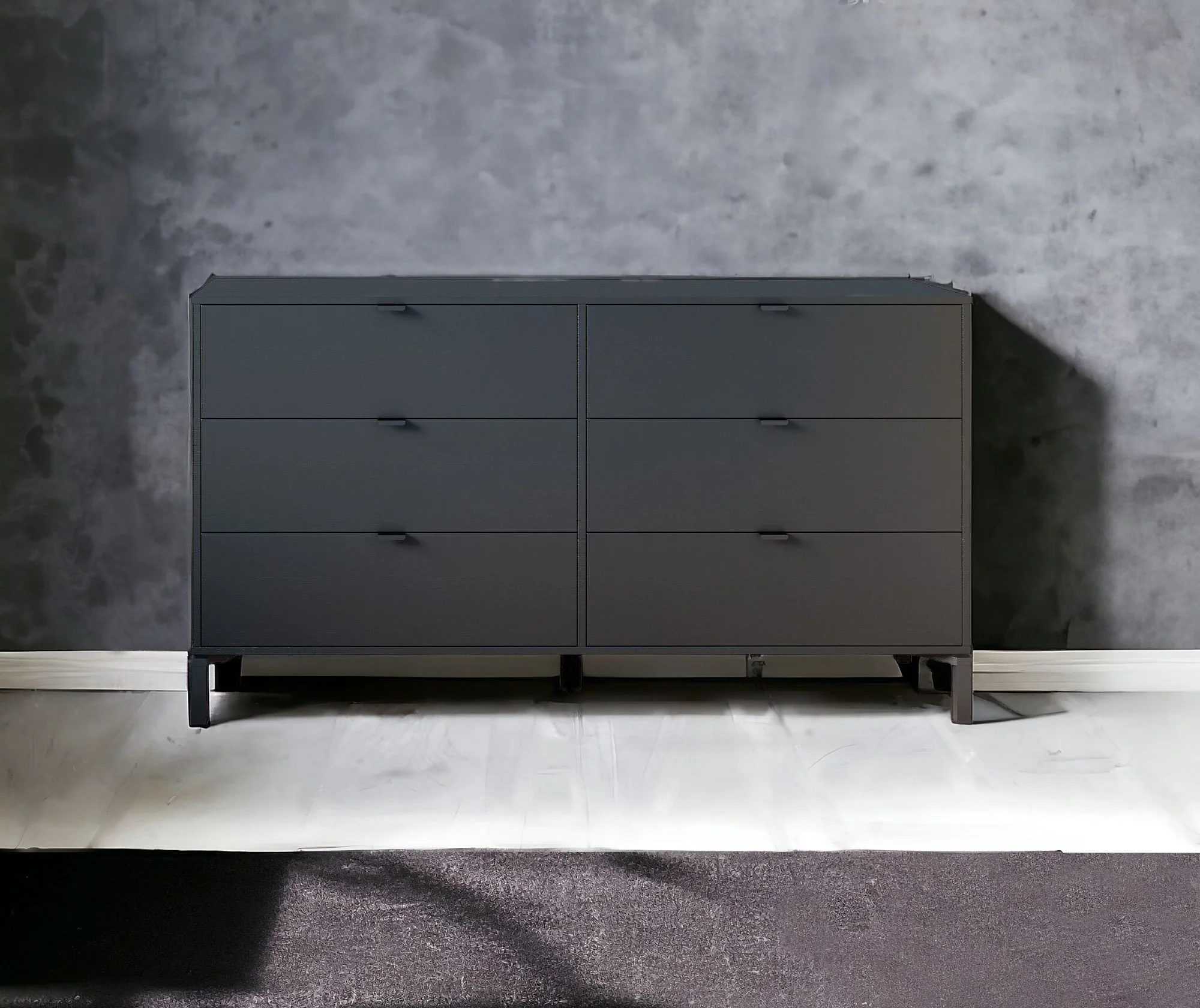 Black Charcoal Six Drawer Double Dresser By Homeroots - Image 3