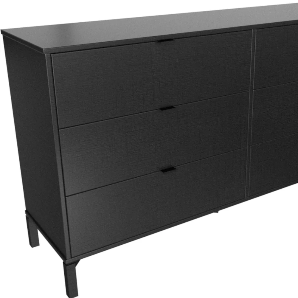 Black Charcoal Six Drawer Double Dresser By Homeroots - Image 7