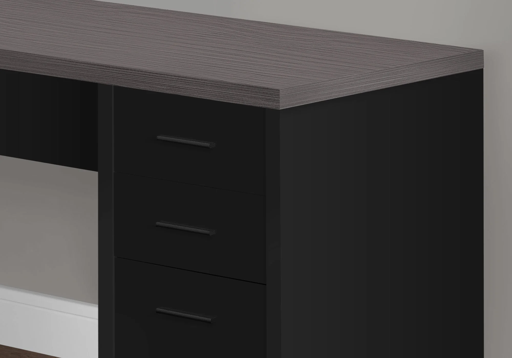 Black Clear Grey Particle Board Hollow Core Computer Desk By Homeroots - Image 2