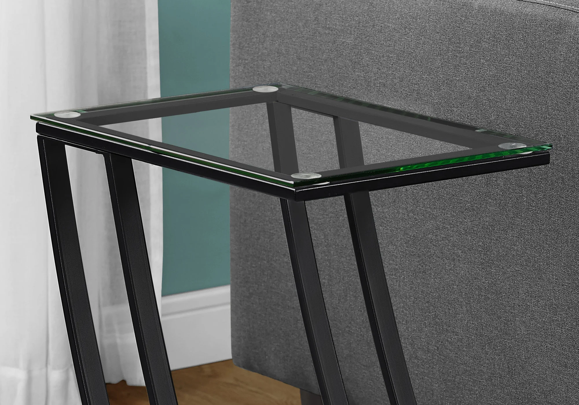 Black Clear Metal Tempered Glass Accent Table By Homeroots - 333020 - Image 2