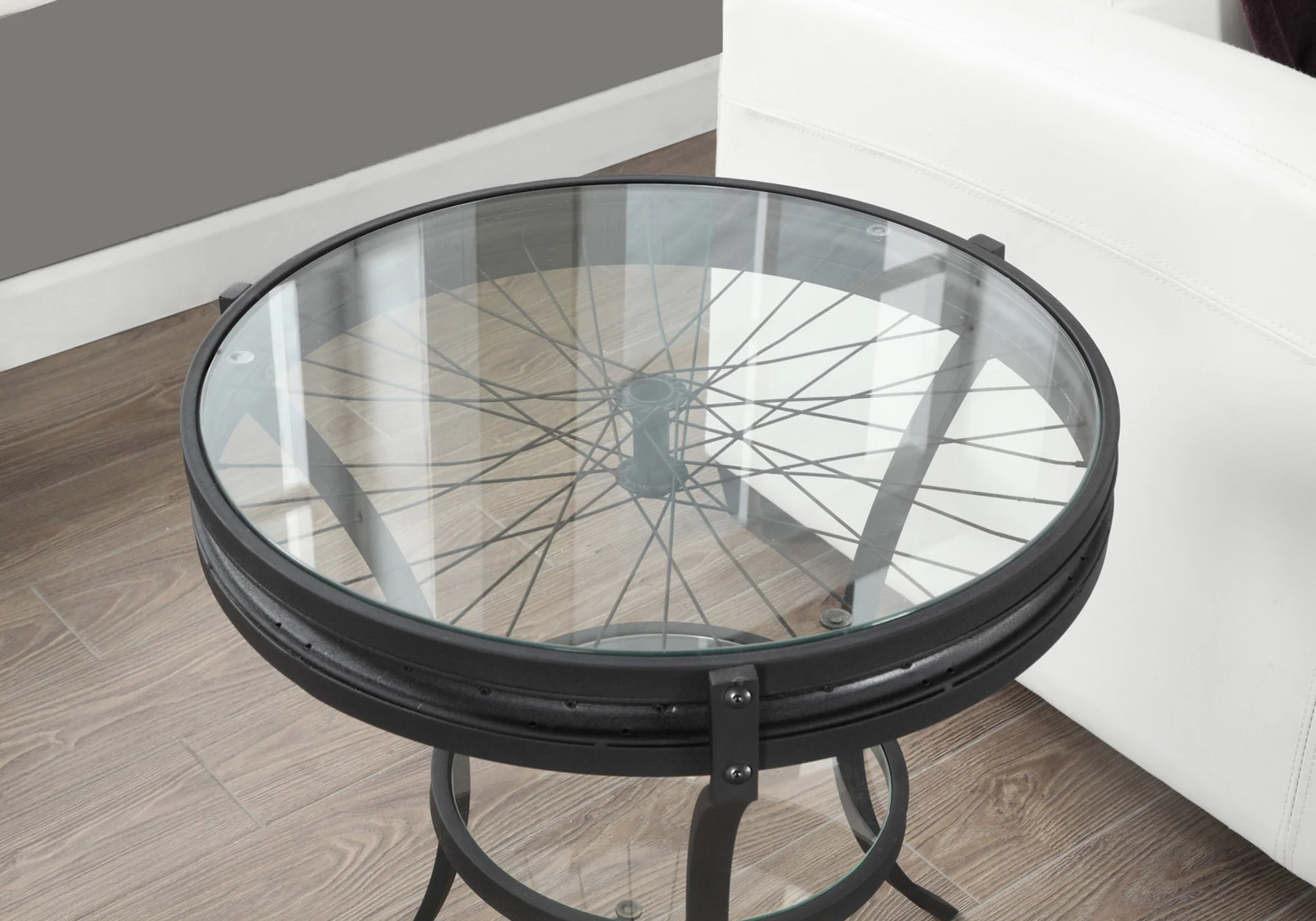 Black Clear Tempered Glass Metal Accent Table By Homeroots - Image 2