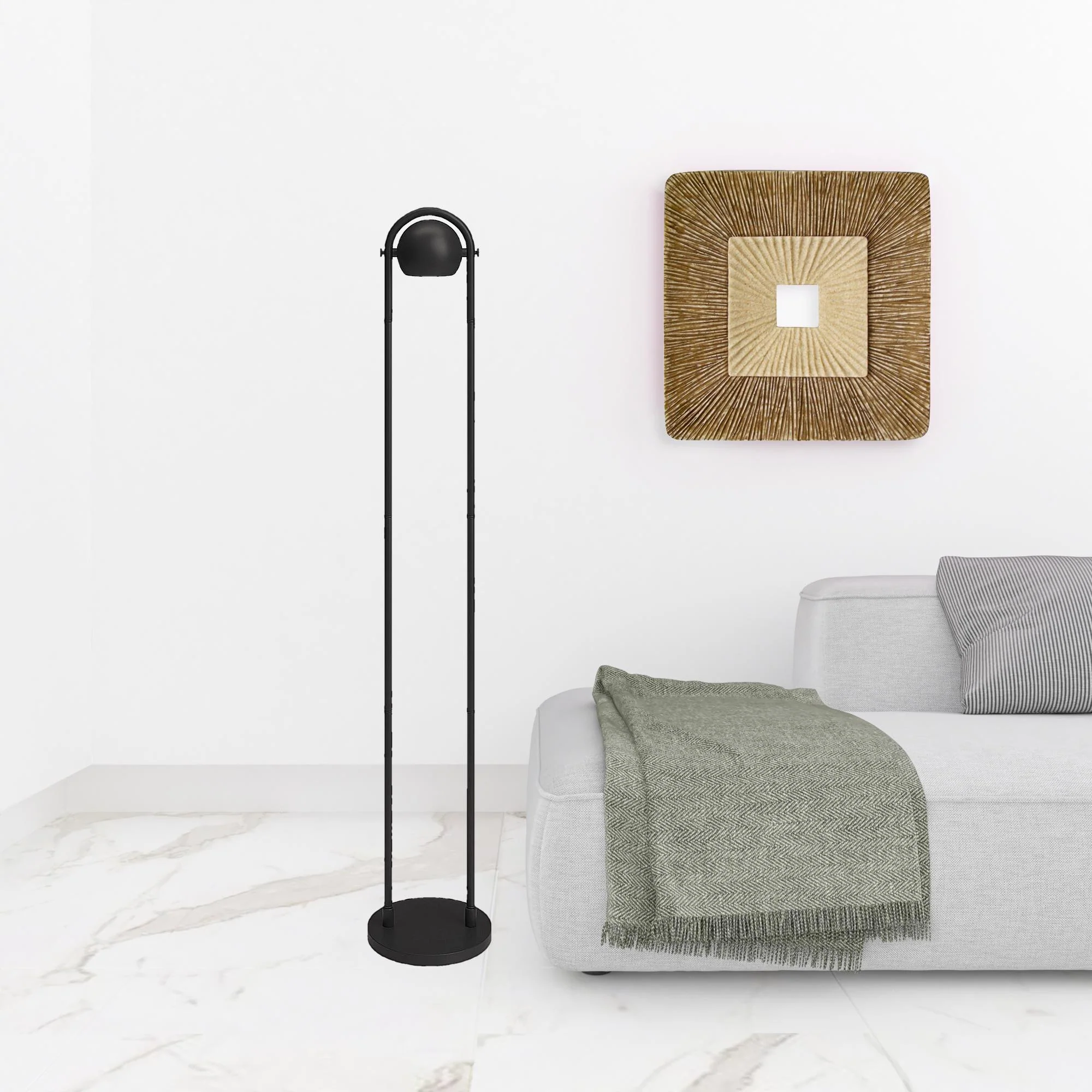Black Column Floor Lamp With Black Globe Shade By Homeroots - Image 4