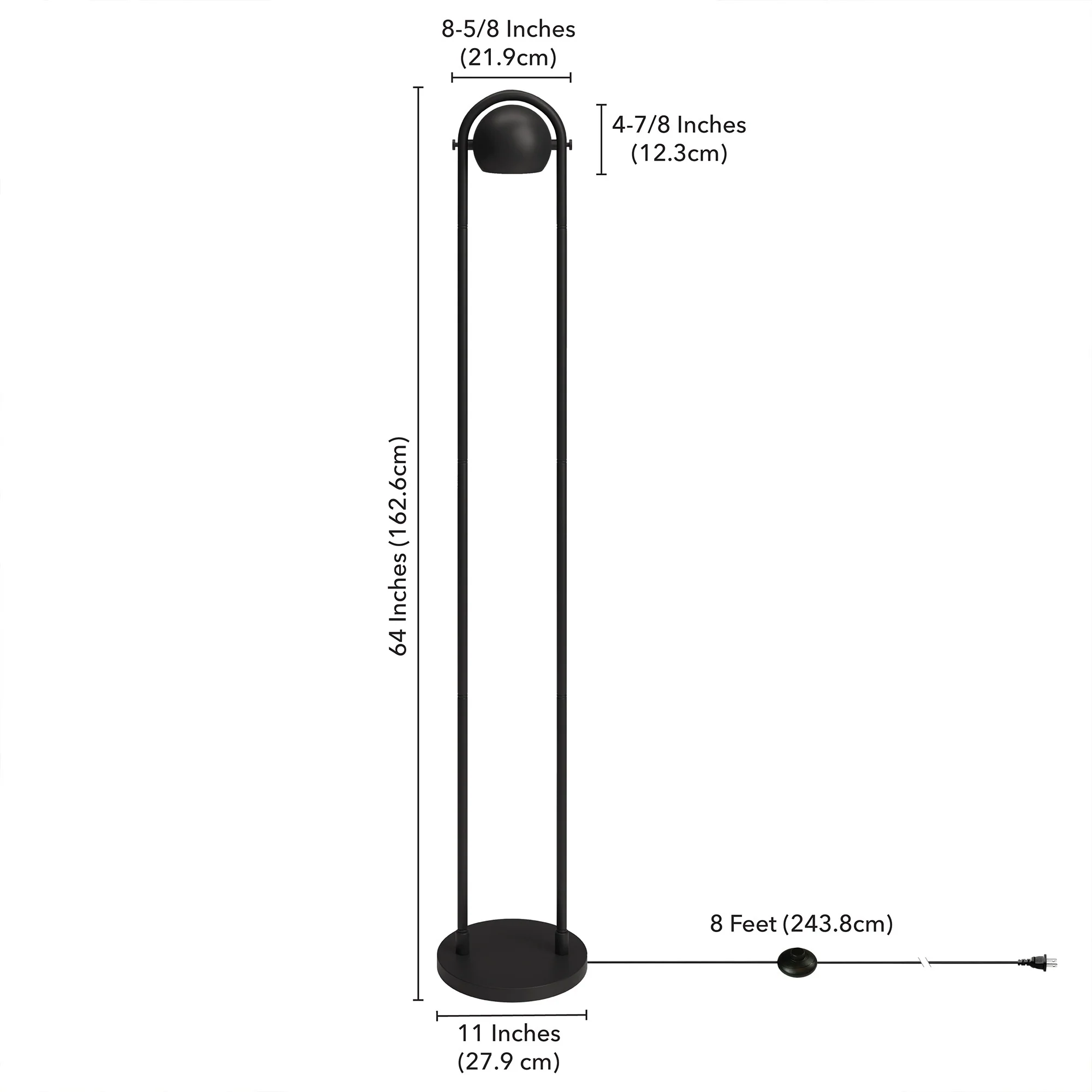 Black Column Floor Lamp With Black Globe Shade By Homeroots - Image 8