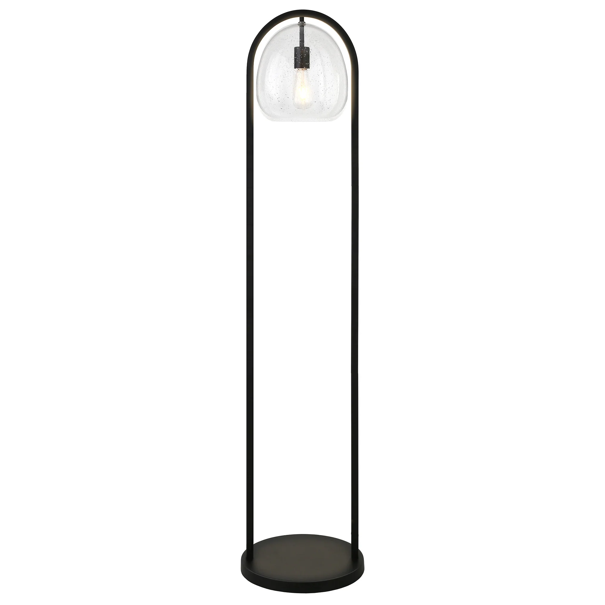 Black Column Floor Lamp With Clear Seeded Glass Globe Shade By Homeroots - Image 3