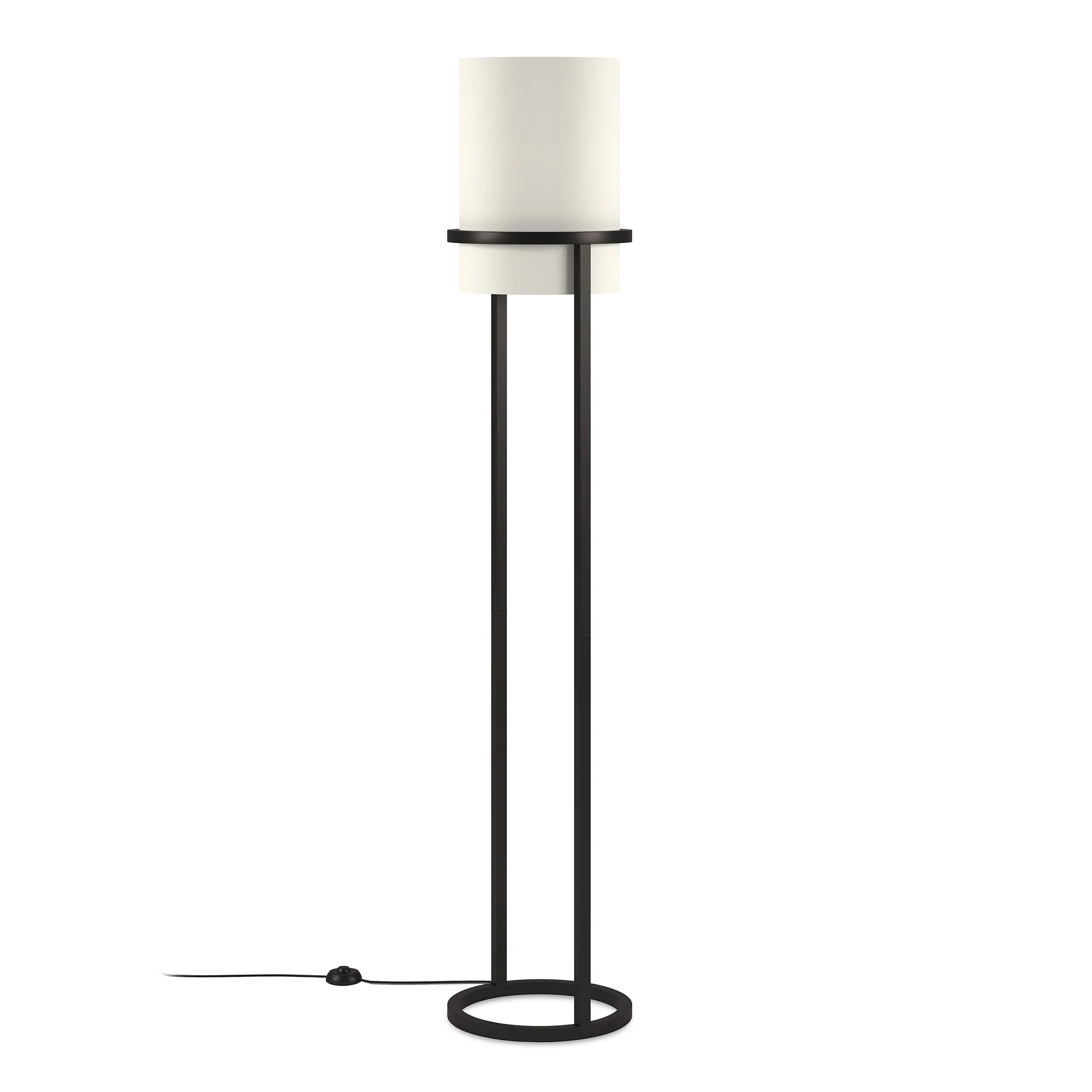 Black Column Floor Lamp With White Fabric Drum Shade By Homeroots - Image 3