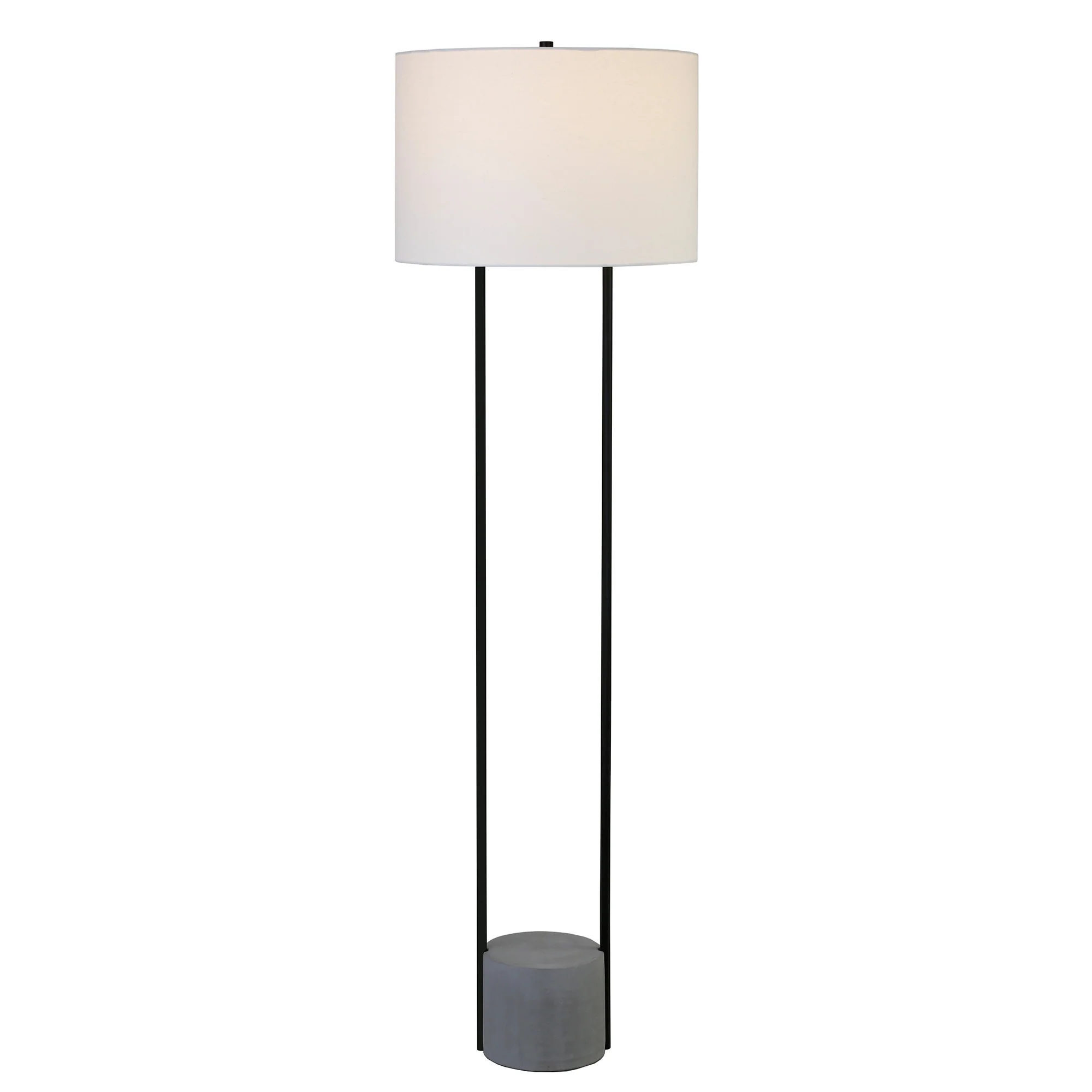 Black Column Floor Lamp With White Frosted Glass Drum Shade By Homeroots - Image 3
