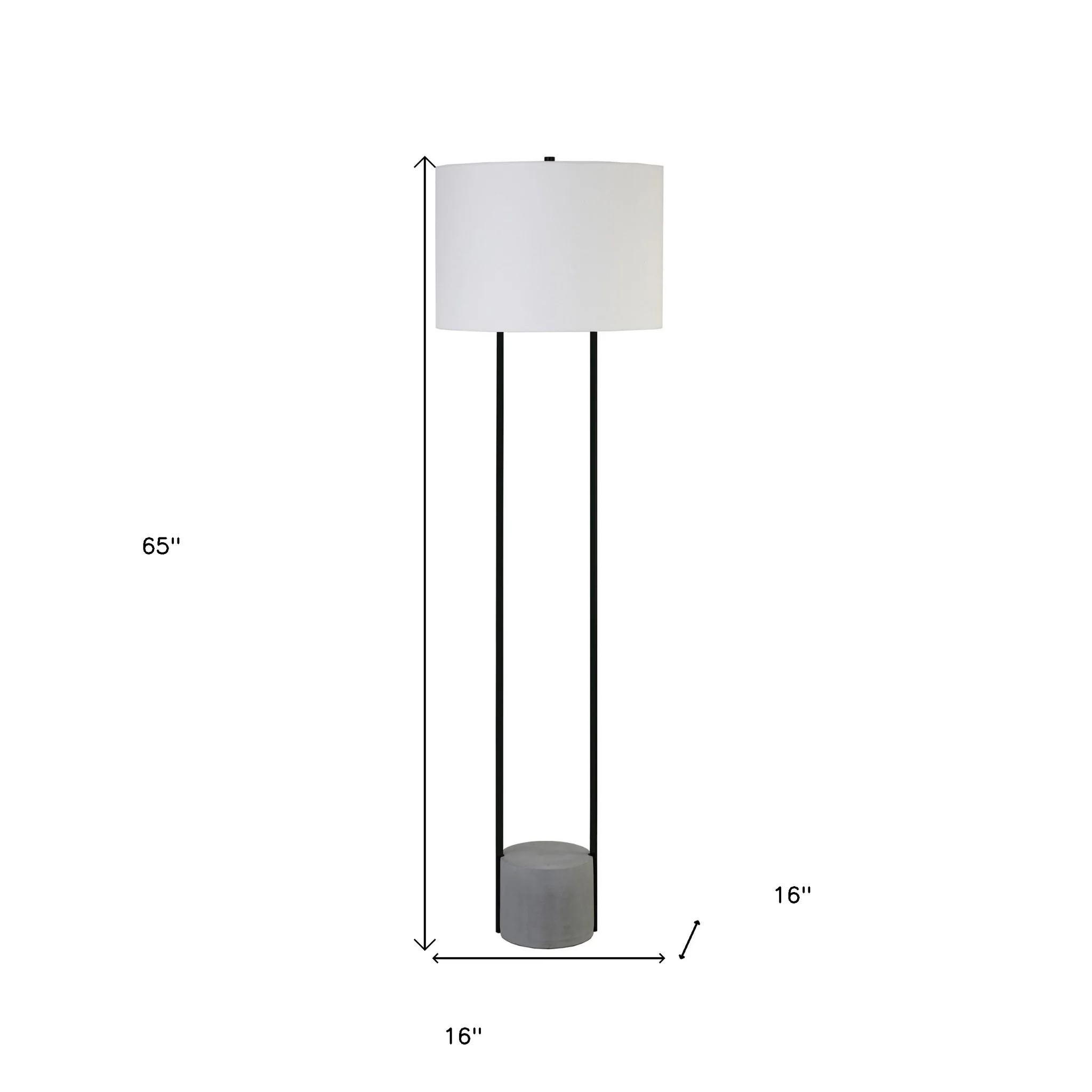 Black Column Floor Lamp With White Frosted Glass Drum Shade By Homeroots - Image 6