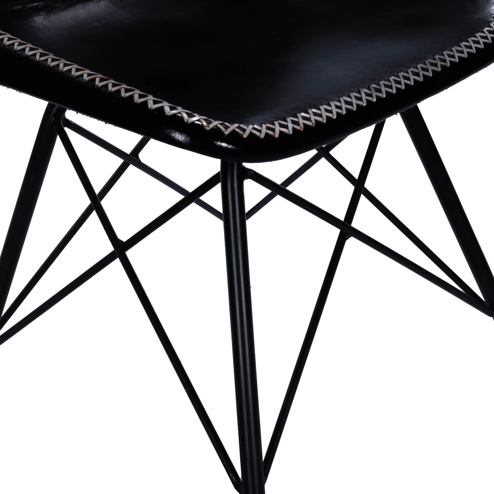 Black Contrast Stitch Leather Dining Chair By Homeroots - Image 3
