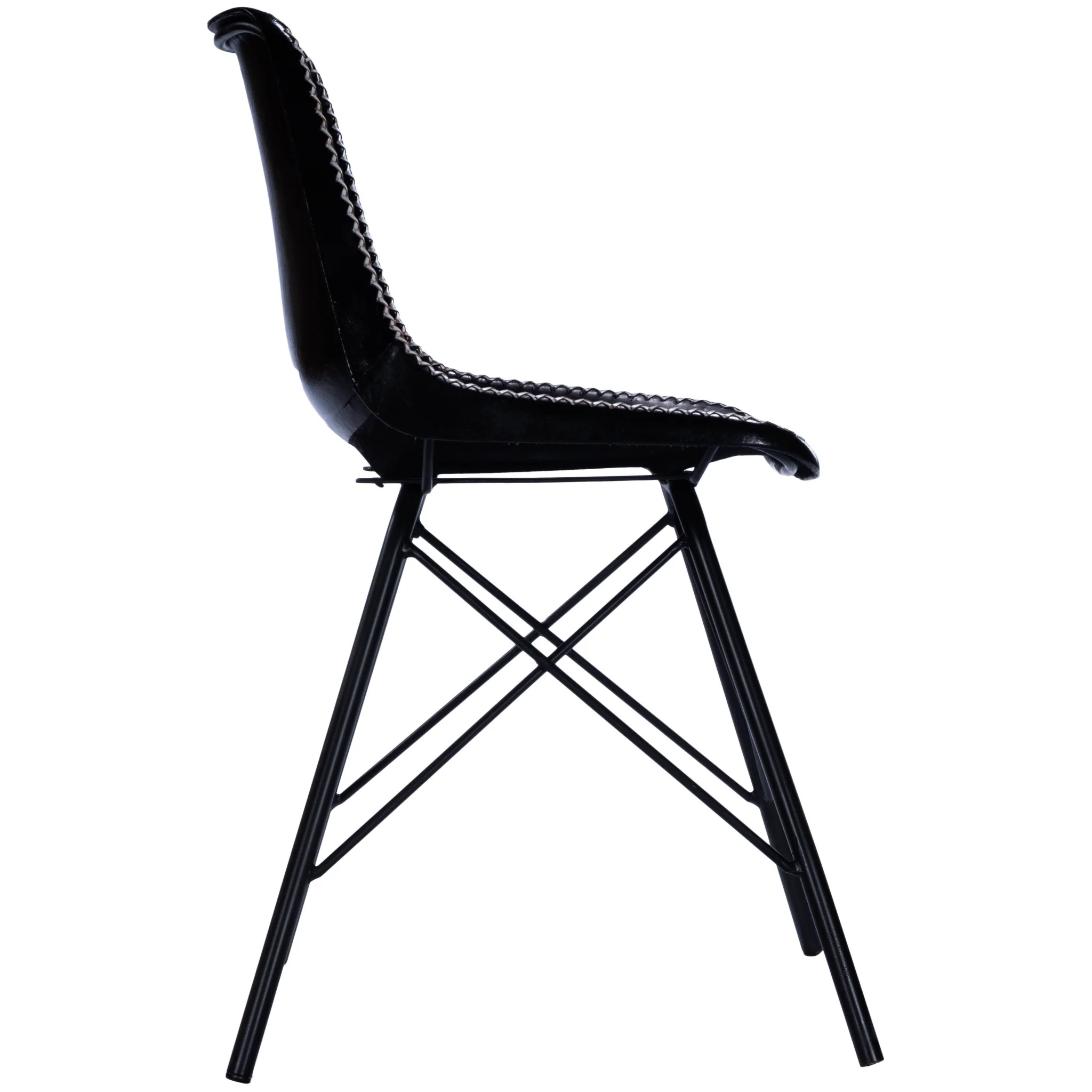 Black Contrast Stitch Leather Dining Chair By Homeroots - Image 4