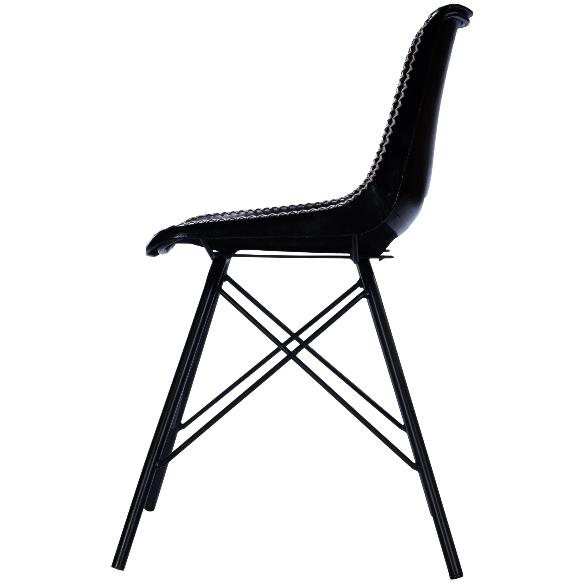 Black Contrast Stitch Leather Dining Chair By Homeroots - Image 6