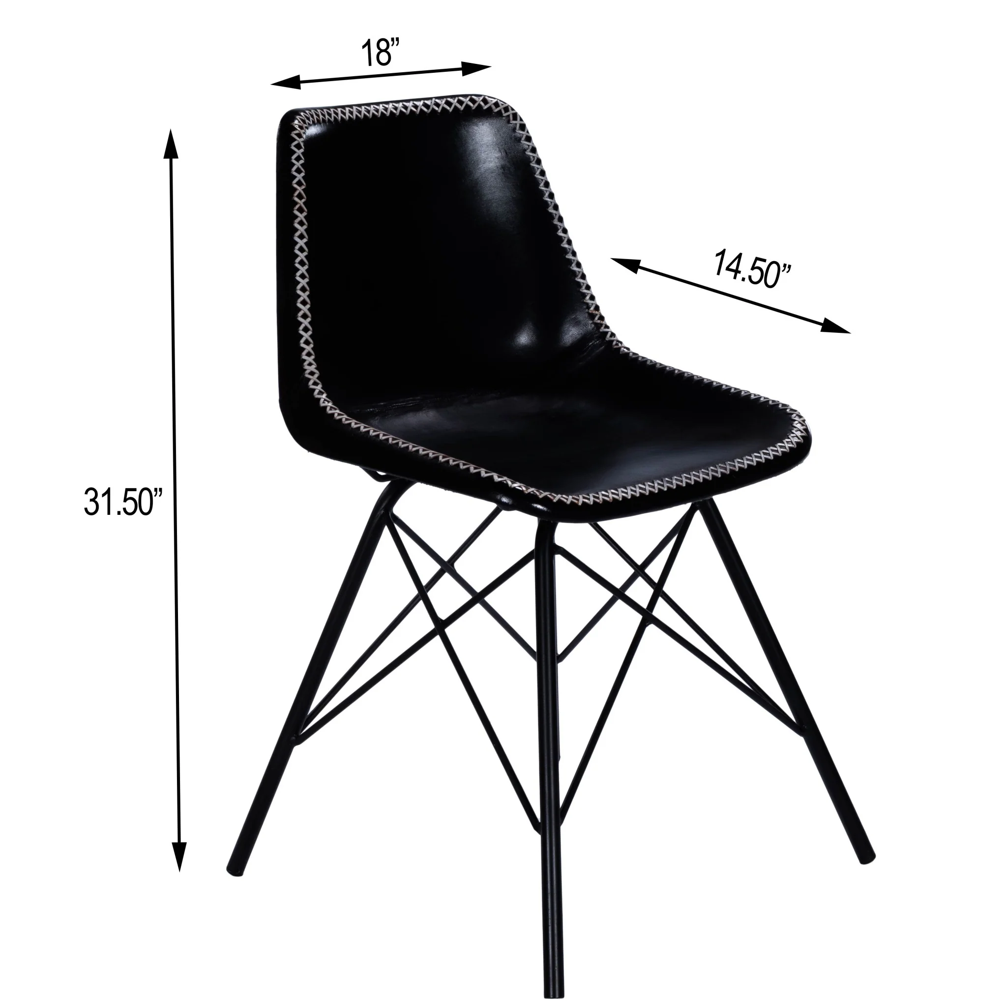 Black Contrast Stitch Leather Dining Chair By Homeroots - Image 8