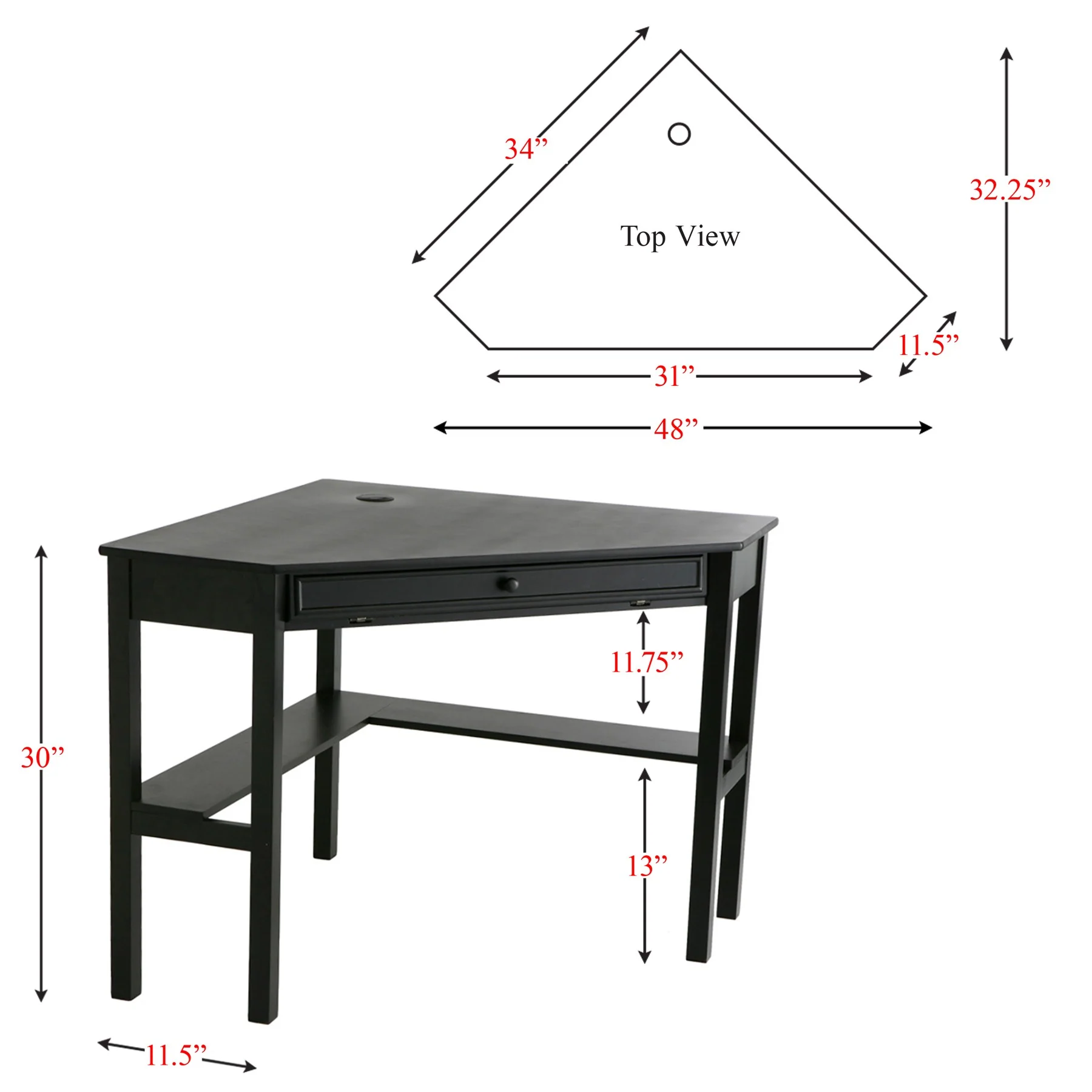 Black Corner Computer Desk By Homeroots - Image 6