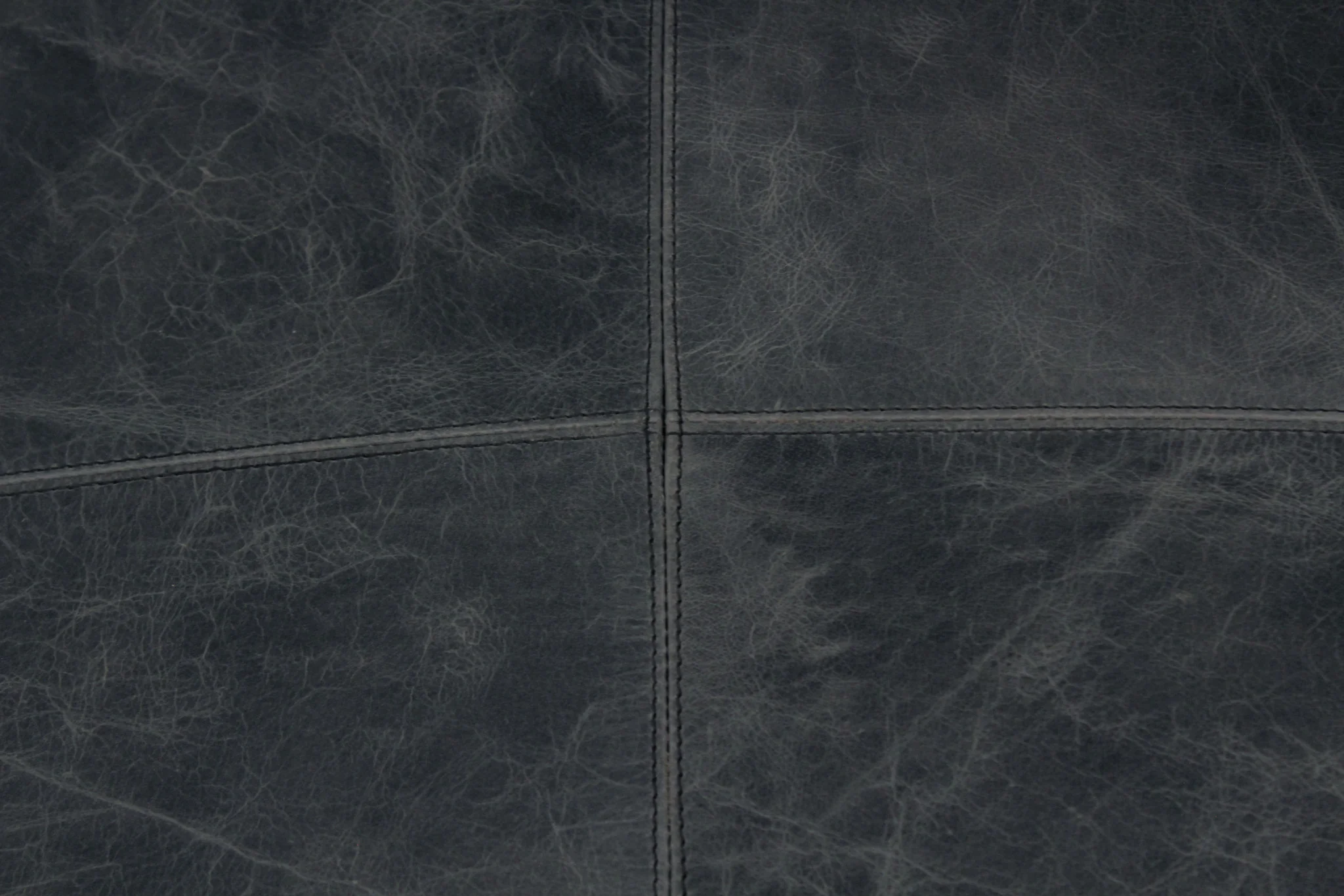 Black Distressed Leather Pouf Ottoman By Homeroots - Image 6