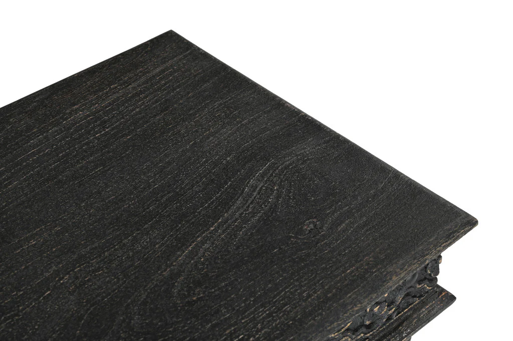 Black Distressed Solid Wood End Table By Homeroots - Image 4