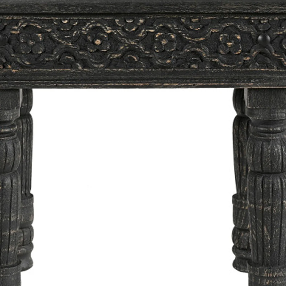 Black Distressed Solid Wood End Table By Homeroots - Image 5