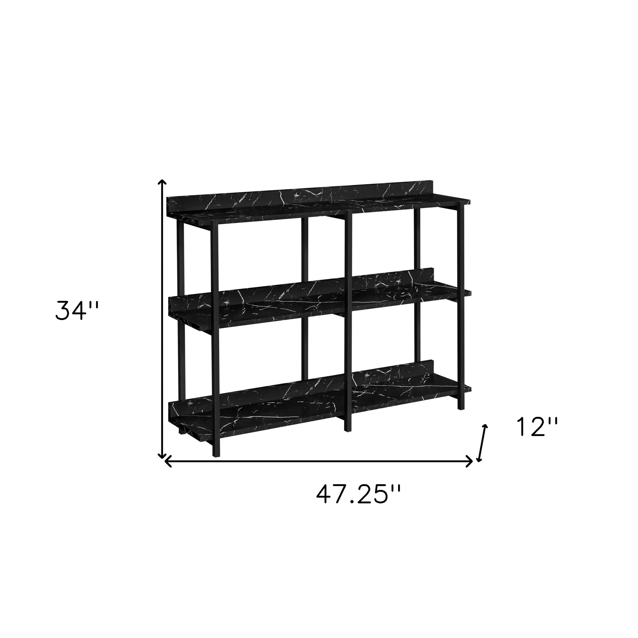 Black End Table With Three Shelves By Homeroots - Image 5
