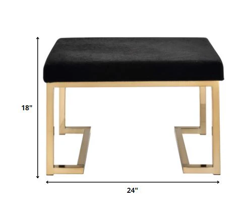 Black Fabric And Champagne Ottoman By Homeroots - Image 2