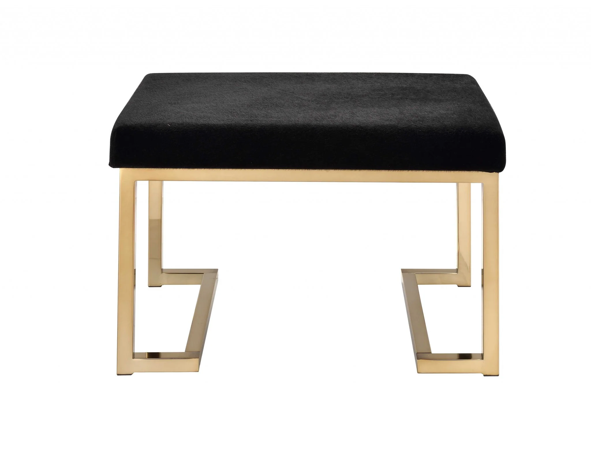 Black Fabric And Champagne Ottoman By Homeroots - Image 3