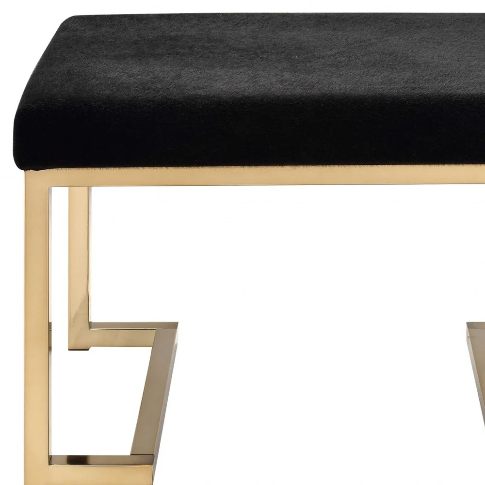 Black Fabric And Champagne Ottoman By Homeroots - Image 4