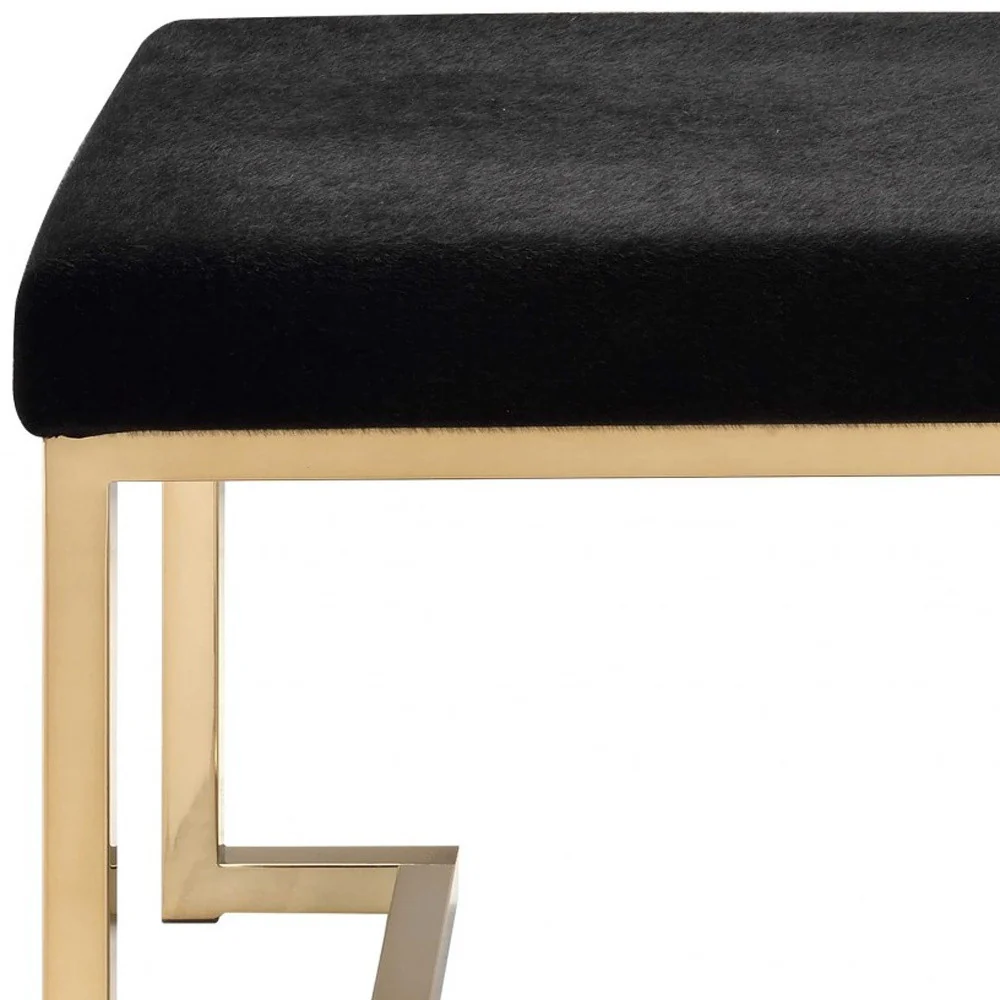 Black Fabric And Champagne Ottoman By Homeroots - Image 5