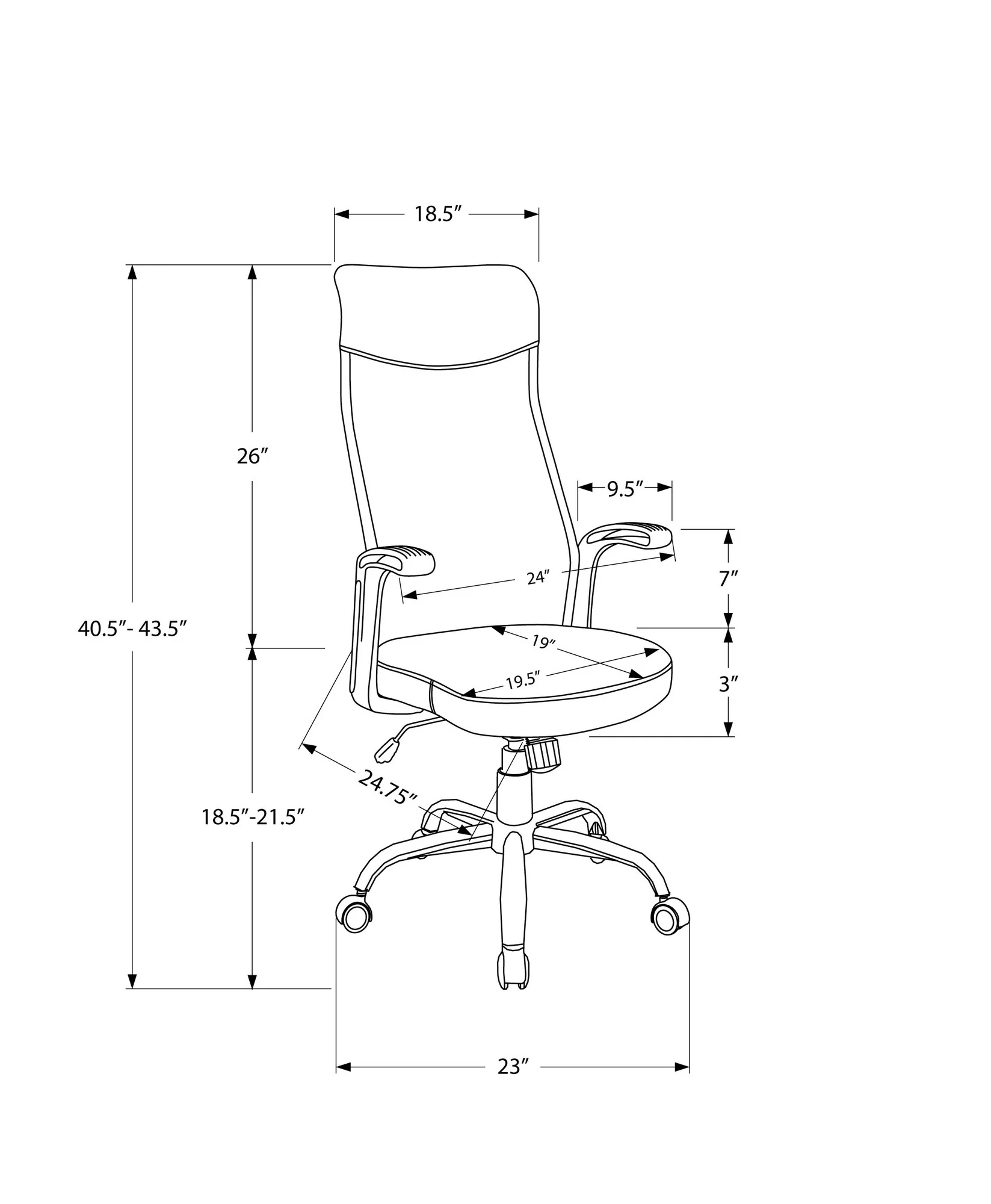 Black Fabric Multi Position Office Chair By Homeroots - Image 3