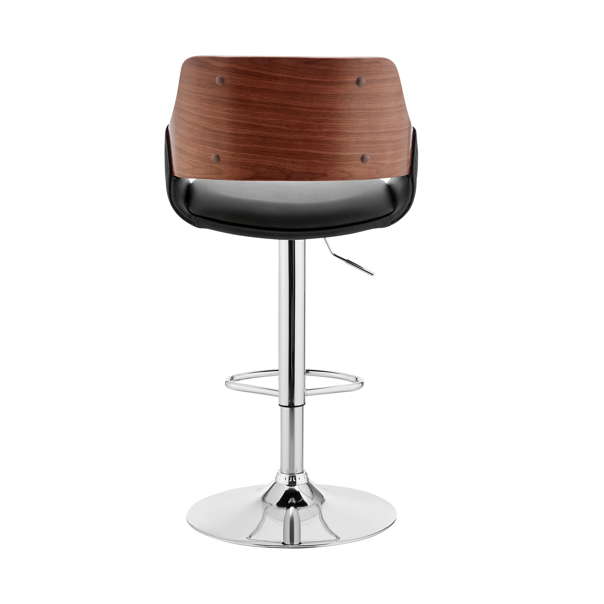 Black Faux Leather Adjustable Chrome Swivel Bar Stool By Homeroots - Image 6