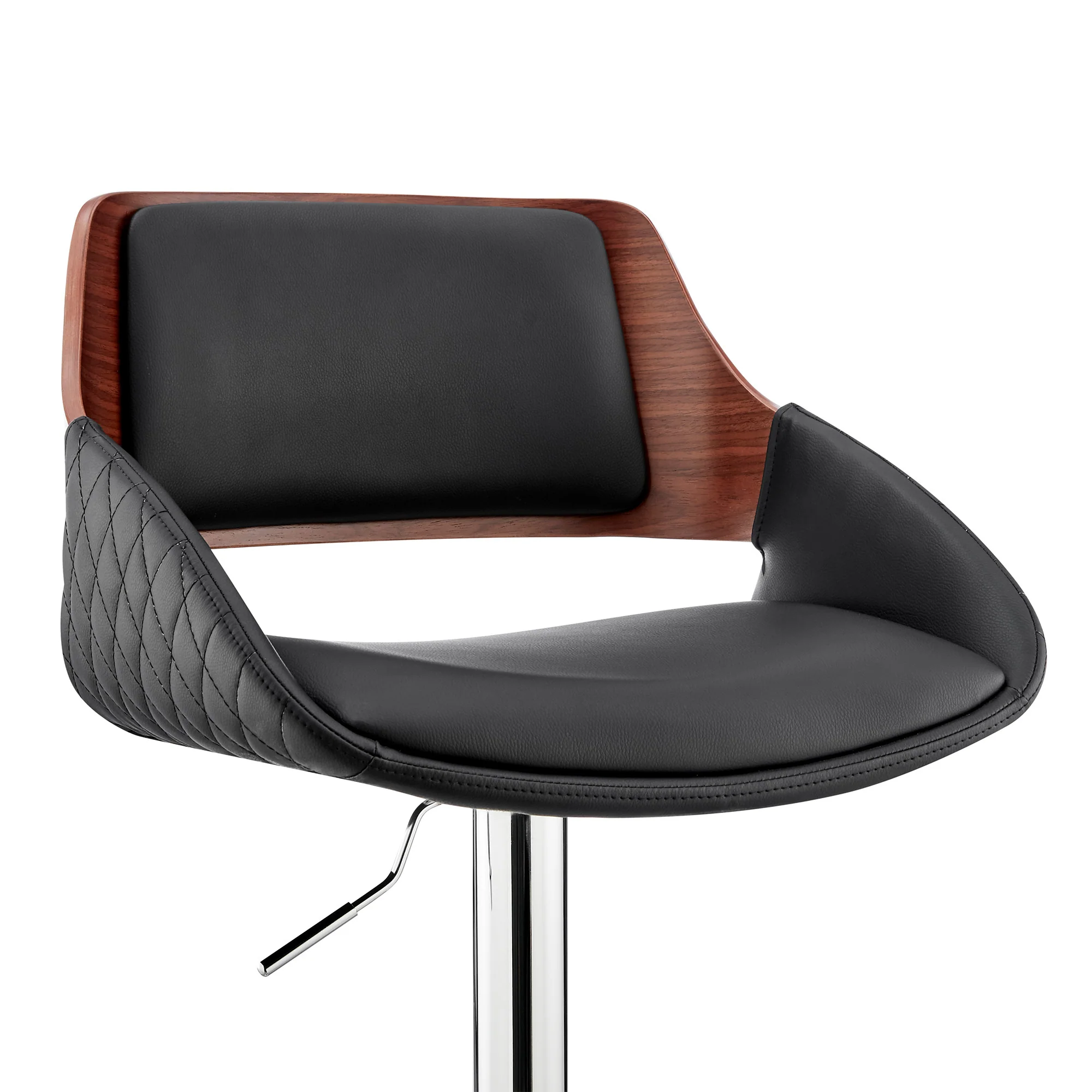 Black Faux Leather Adjustable Chrome Swivel Bar Stool By Homeroots - Image 7