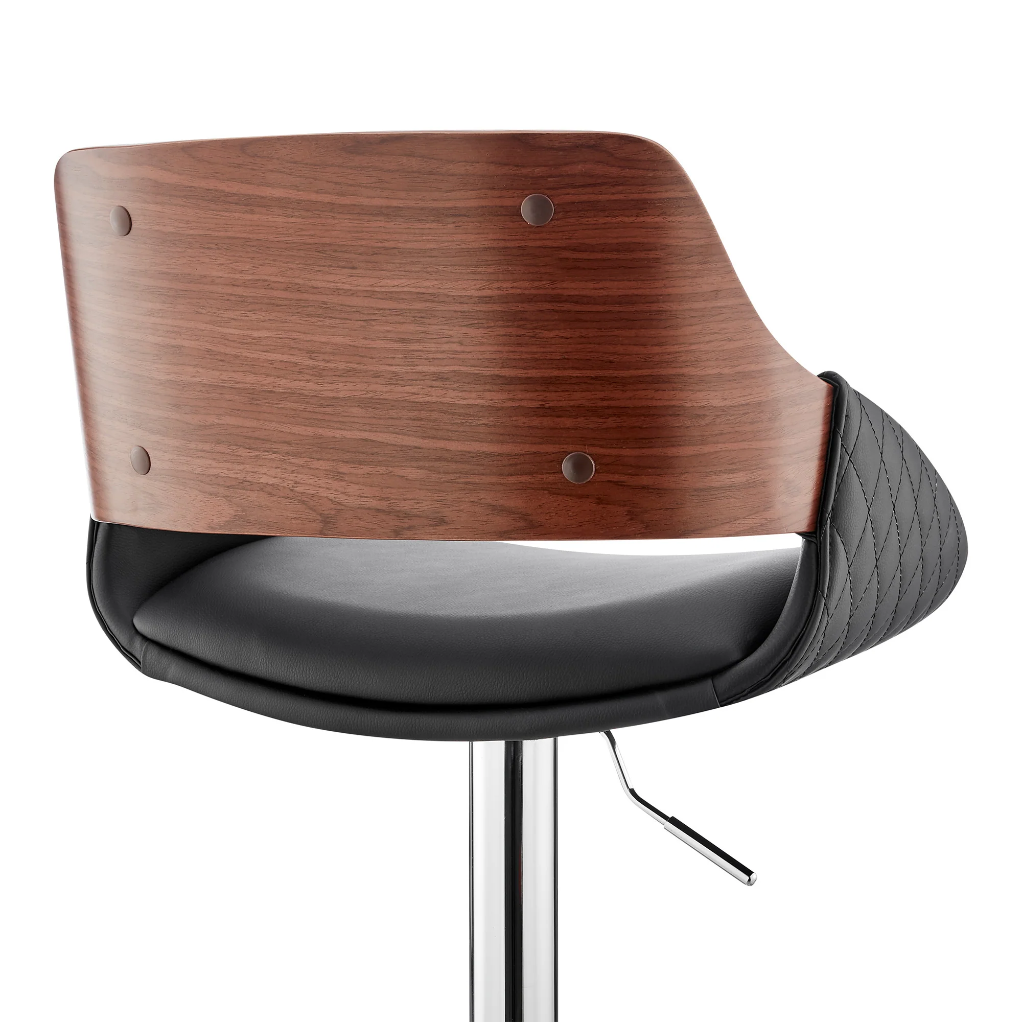 Black Faux Leather Adjustable Chrome Swivel Bar Stool By Homeroots - Image 8