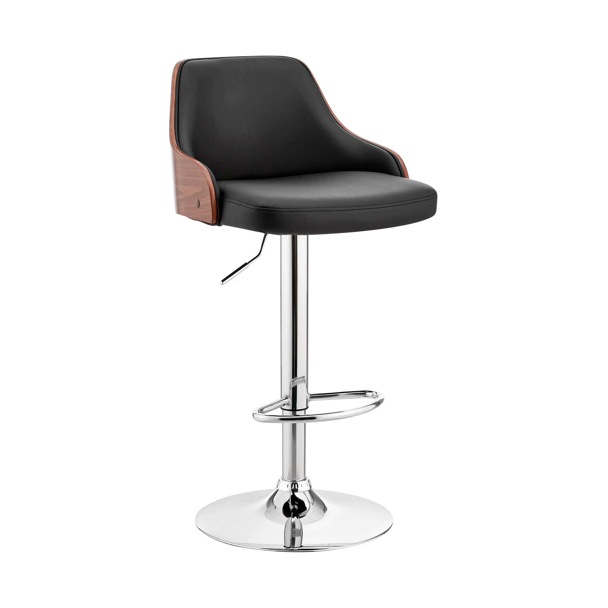 Black Faux Leather Adjustable Modern Bar Stool By Homeroots - Image 2