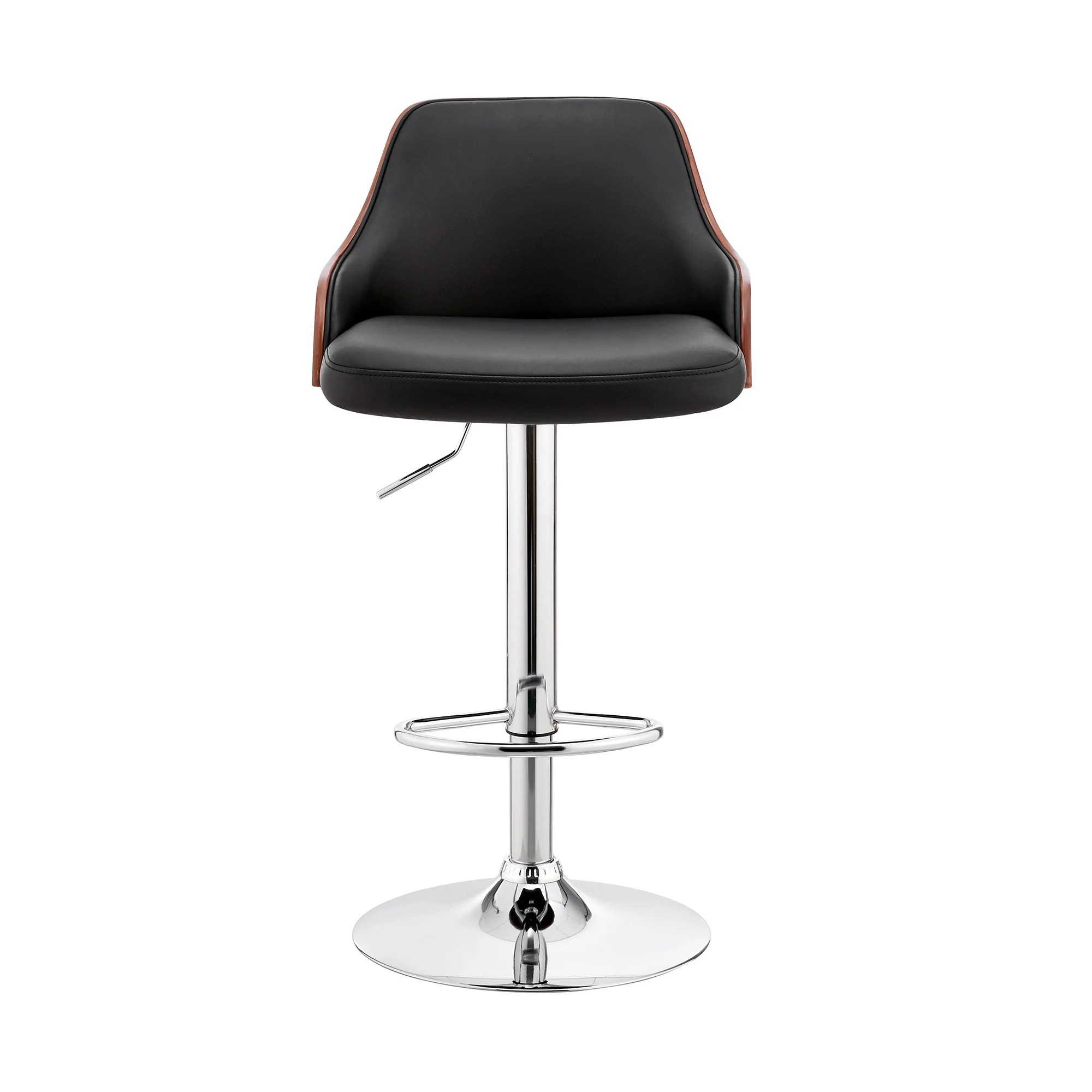 Black Faux Leather Adjustable Modern Bar Stool By Homeroots - Image 3