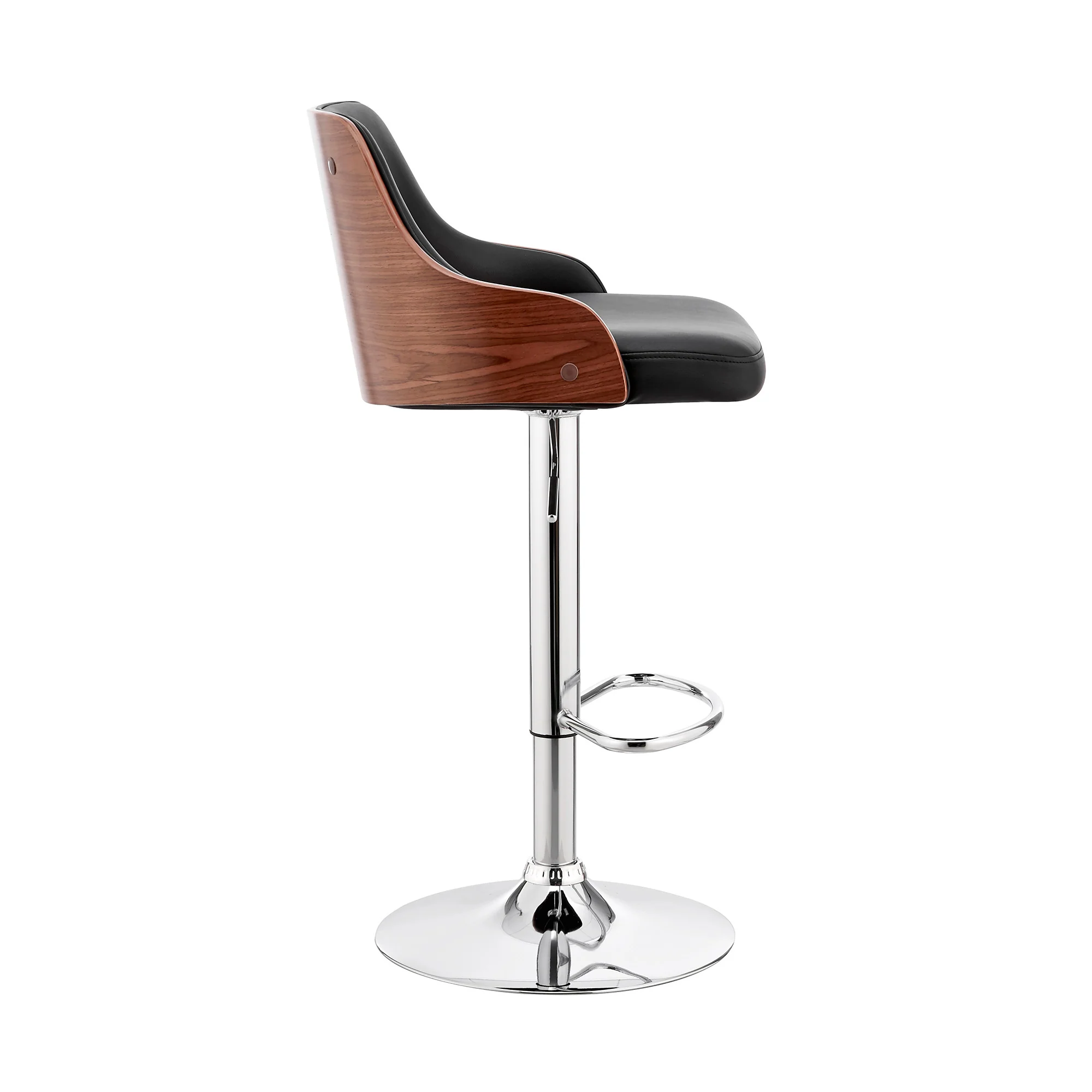 Black Faux Leather Adjustable Modern Bar Stool By Homeroots - Image 4